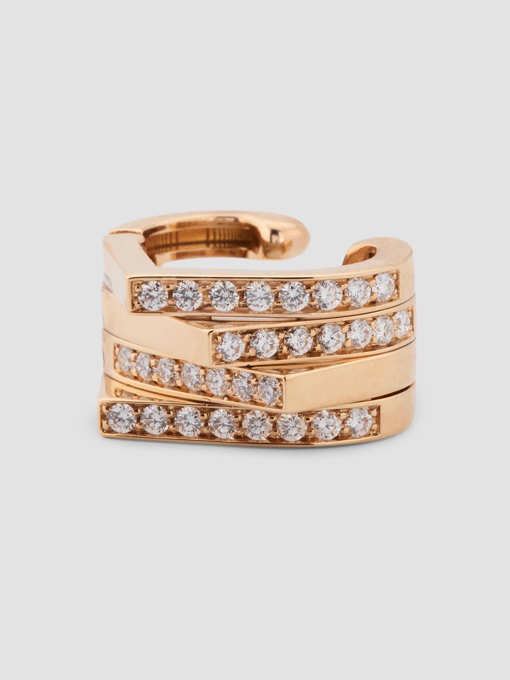 Repossi Women's Antifer 18K Rose Gold & 0.24 TCW Diamond 4-Row Ear Cuff - Pink Gold