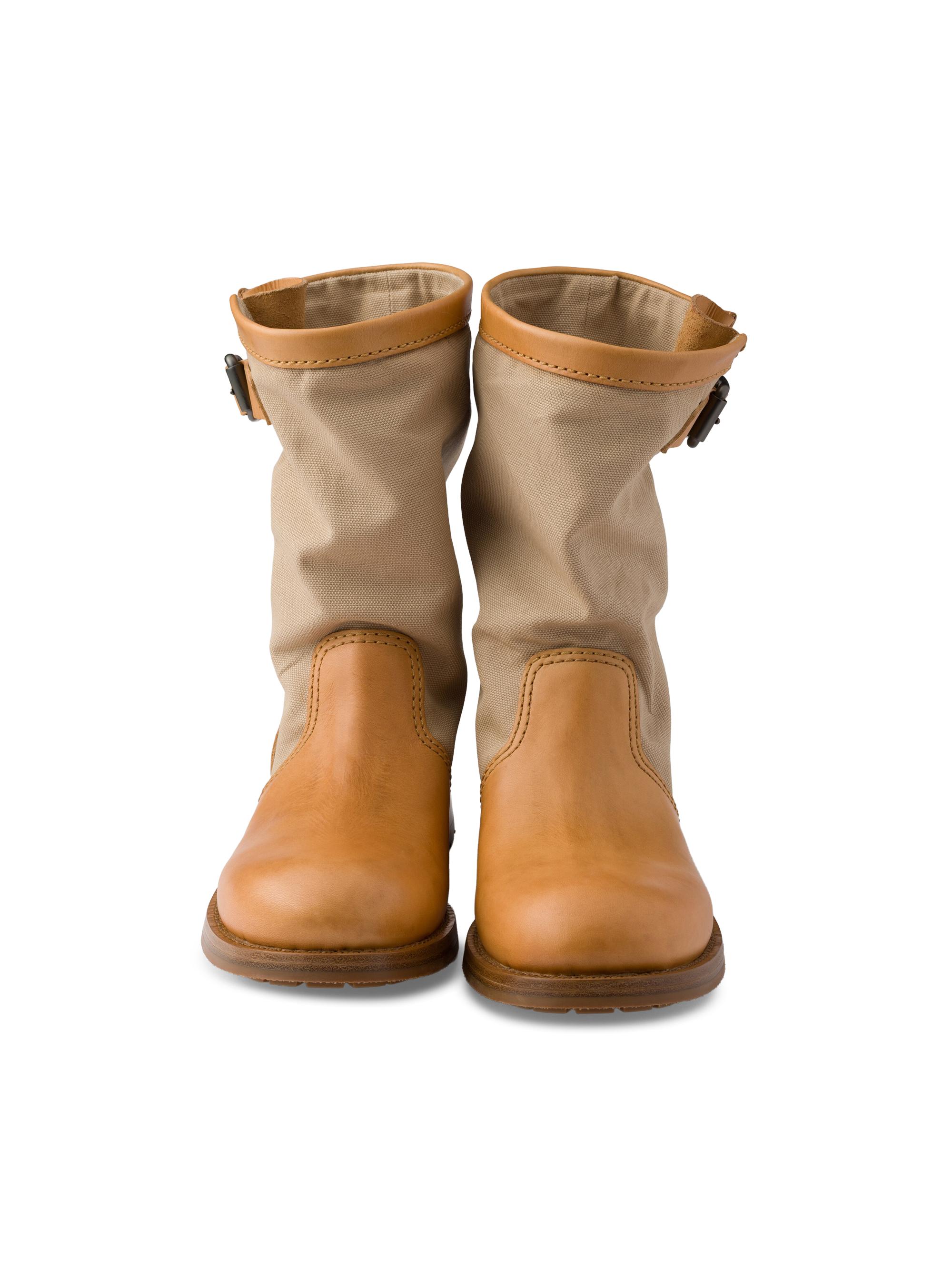 Prada Leather and Canvas Boots | Saks Fifth Avenue