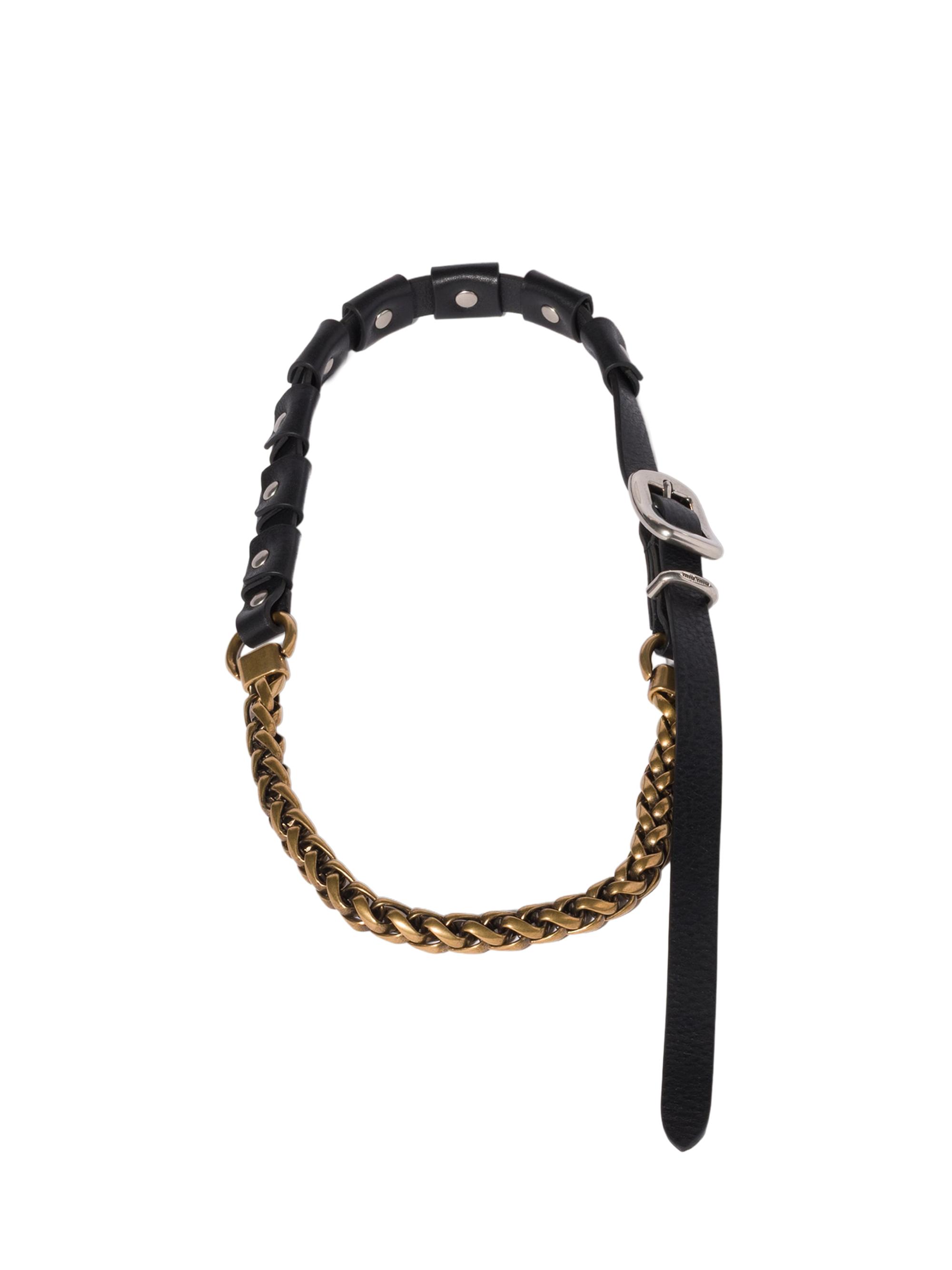 Miu Miu Women's Metal and Leather Necklace - Black