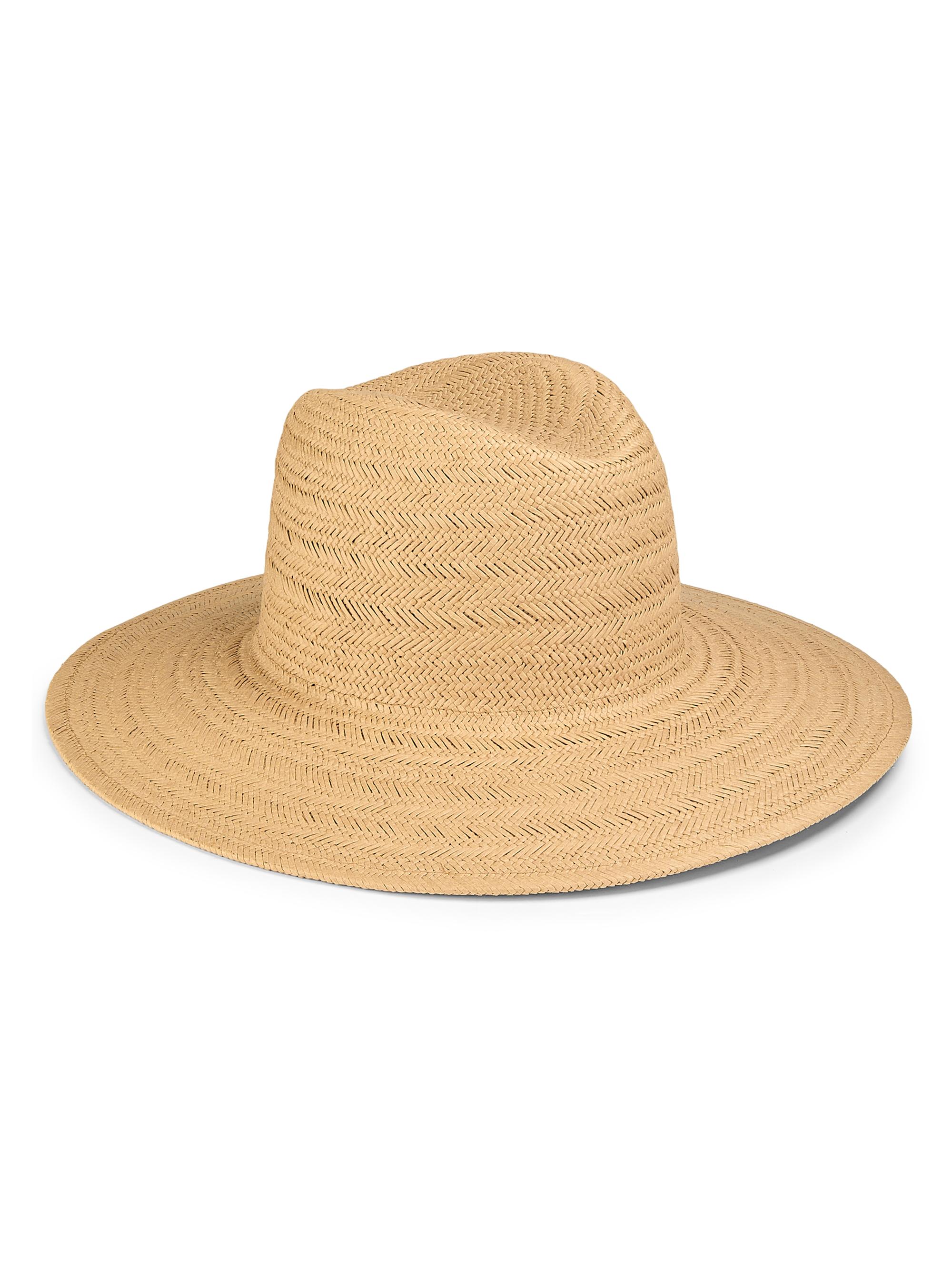 Vince Women's Herringbone Weave Straw Panama Hat - Camel