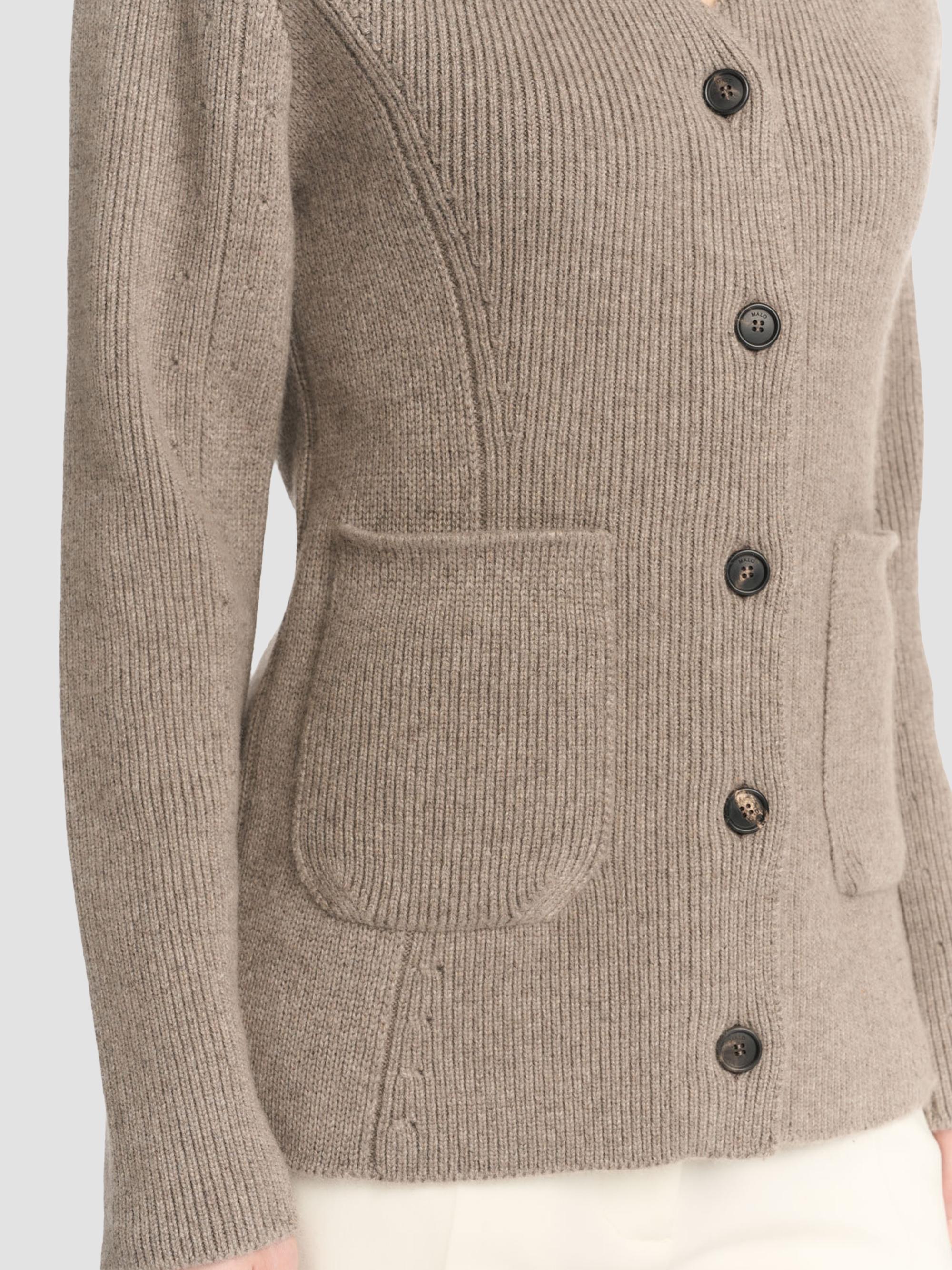 6 (ROKU) - 【⠀moe   】WOOL CASHMERE CARDIGAN Malo Rib-Knit Cashmere Pocket Cardigan | Saks Fifth Avenue