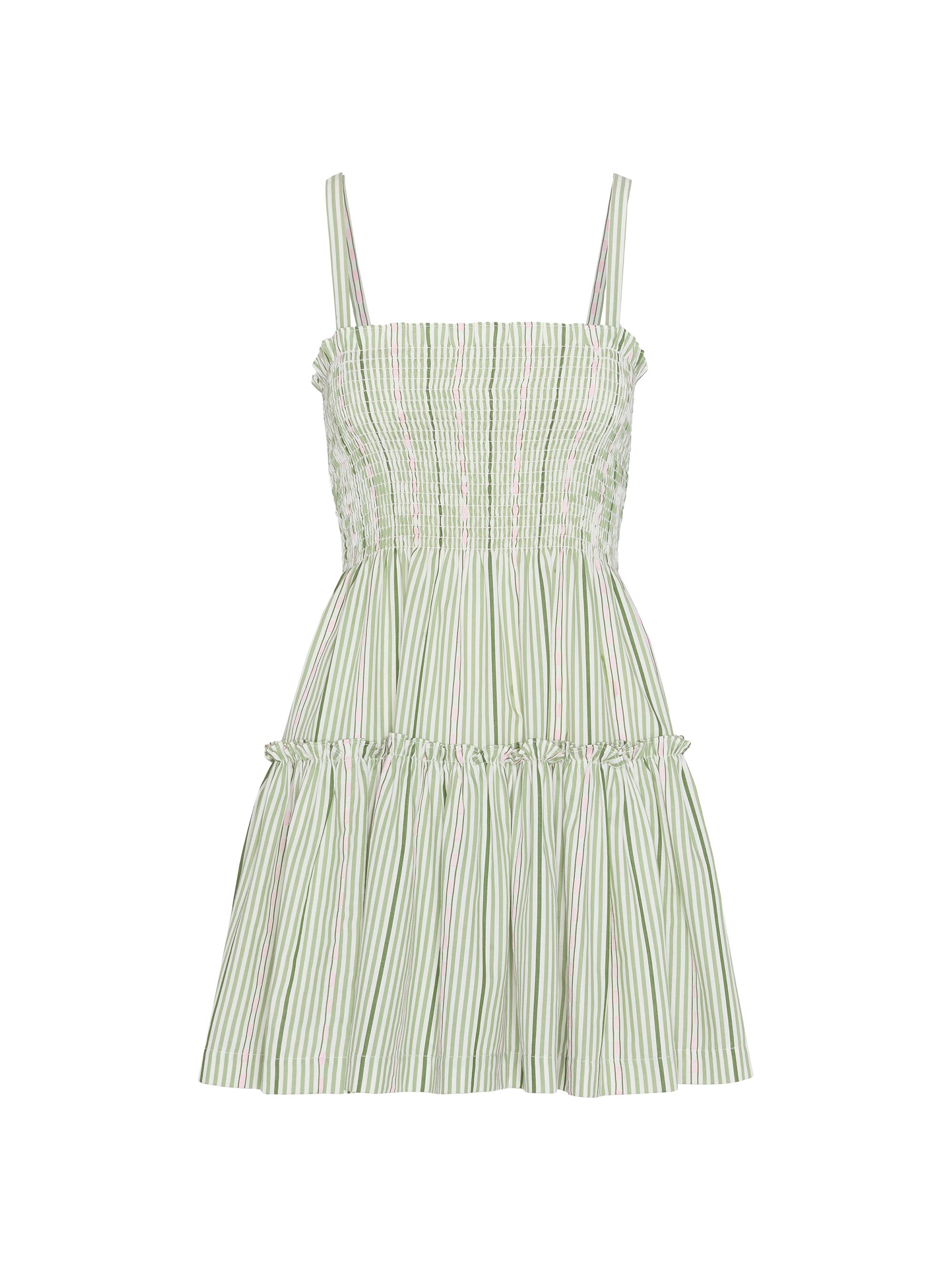 Hill House Home Women's The Seraphina Mini Nap Dress - Green Jacquard Stripe