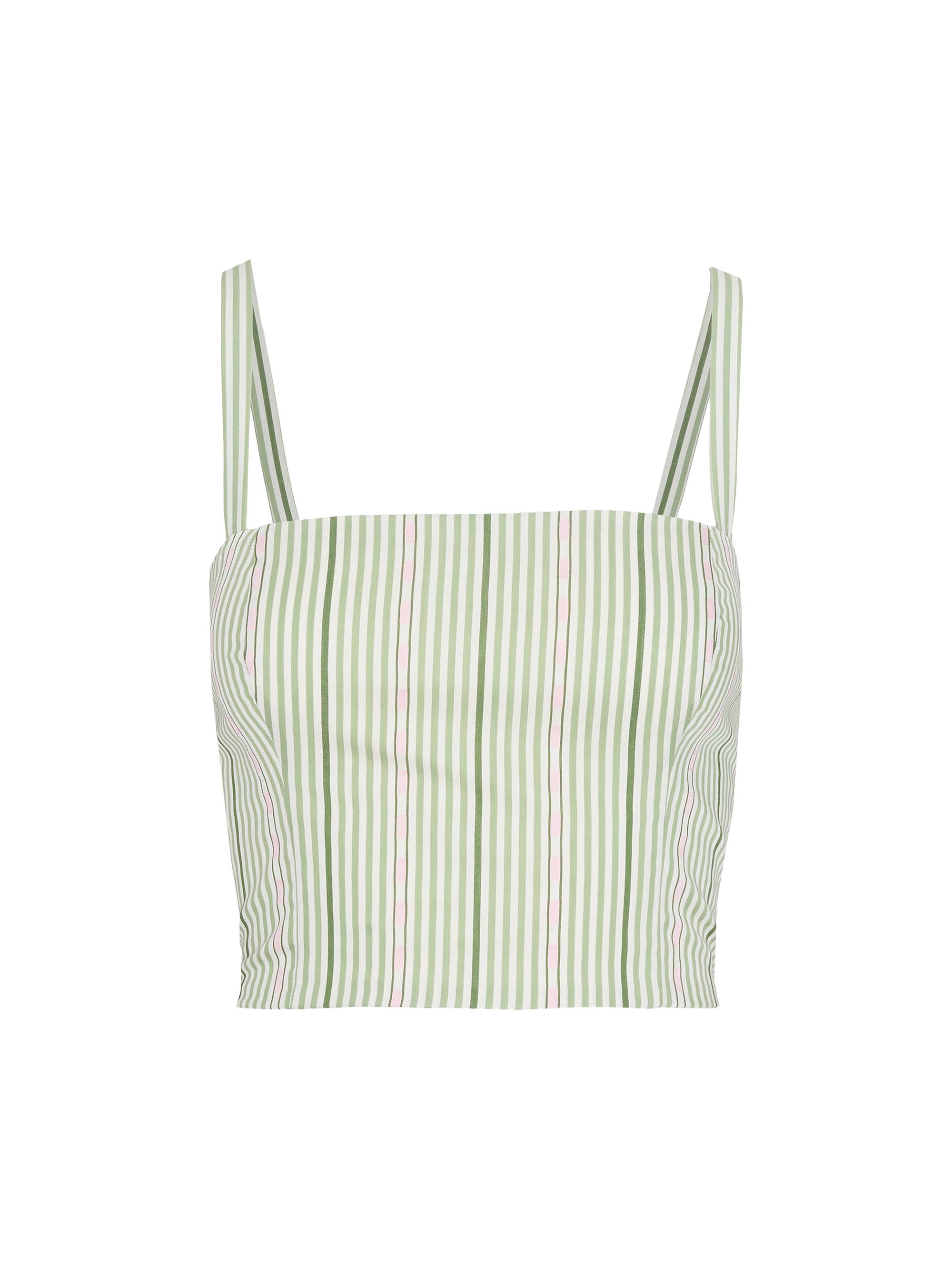 Hill House Home Women's The Miranda Top - Green Jacquard Stripe
