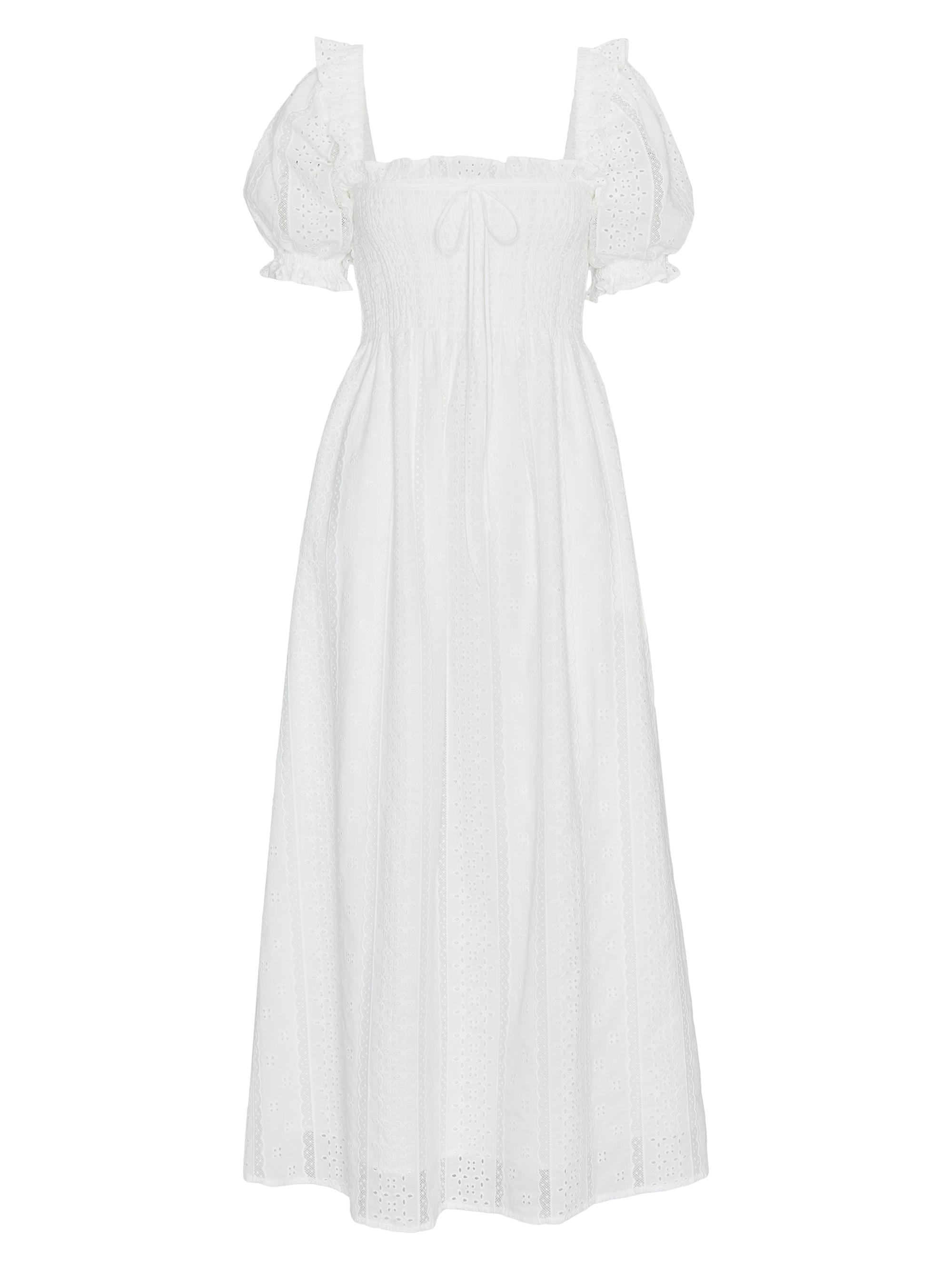 Hill House Home Women's The Scarlett Midi Nap Dress - White Broderie Voile