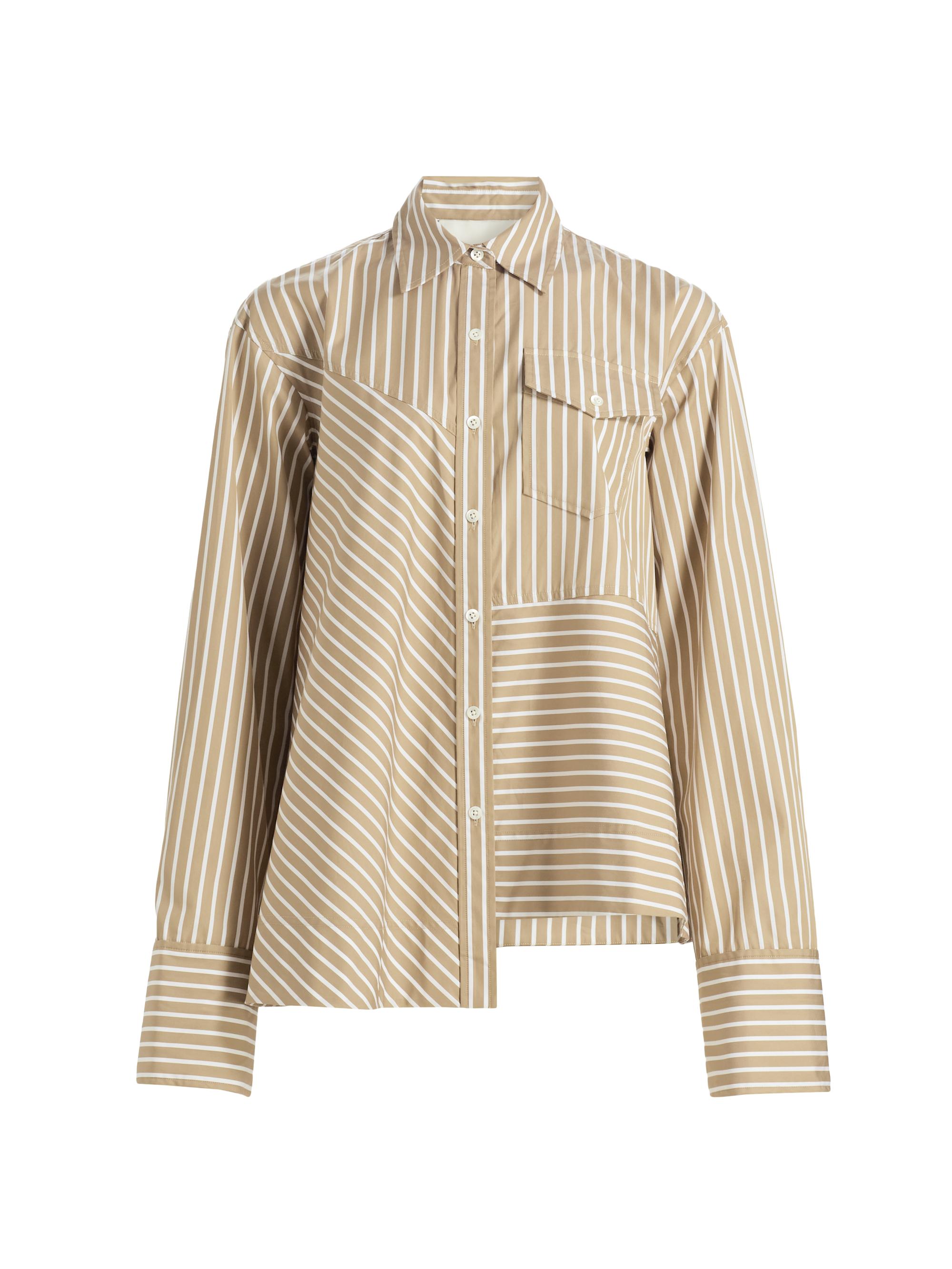 3.1 Phillip Lim Women's Asymmetric Striped Trapeze Button-Front Shirt - Khaki Multi