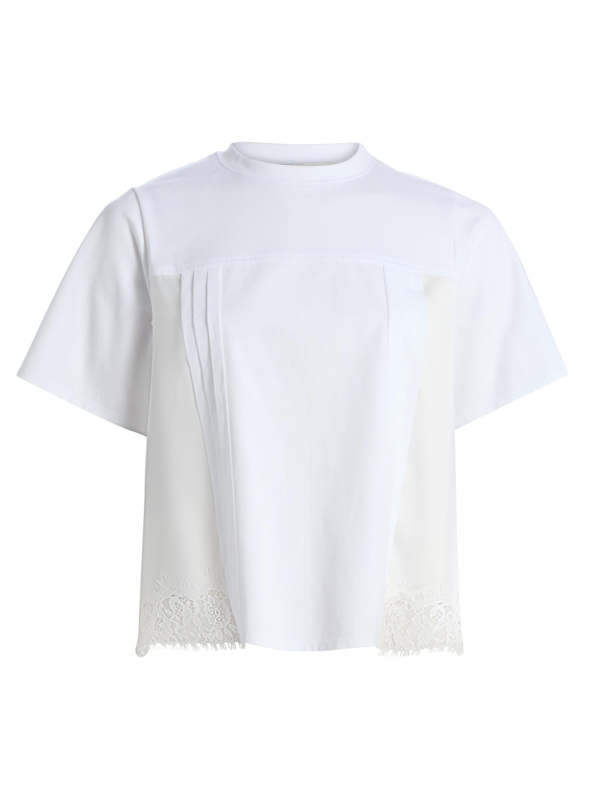 3.1 Phillip Lim Women's Satin & Lace Mixed-Media T-Shirt - White