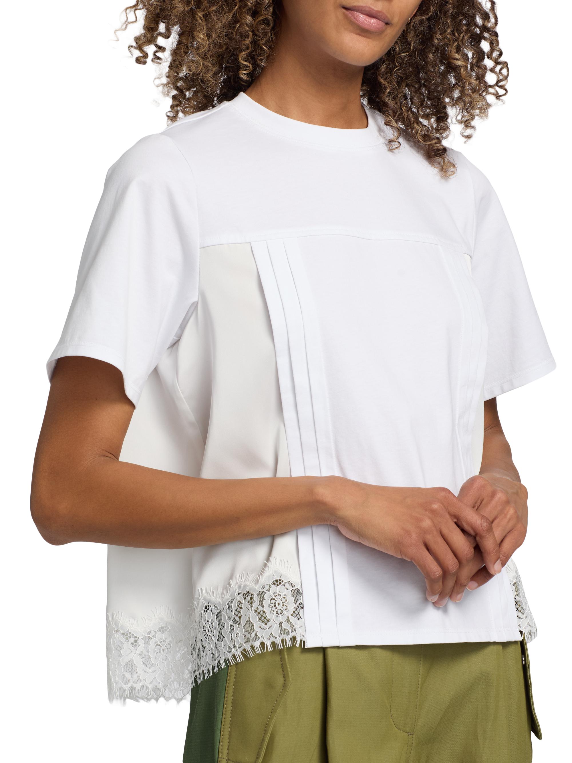 3.1 Phillip Lim Women's Satin & Lace Mixed-Media T-Shirt - White | Thumbnail 6