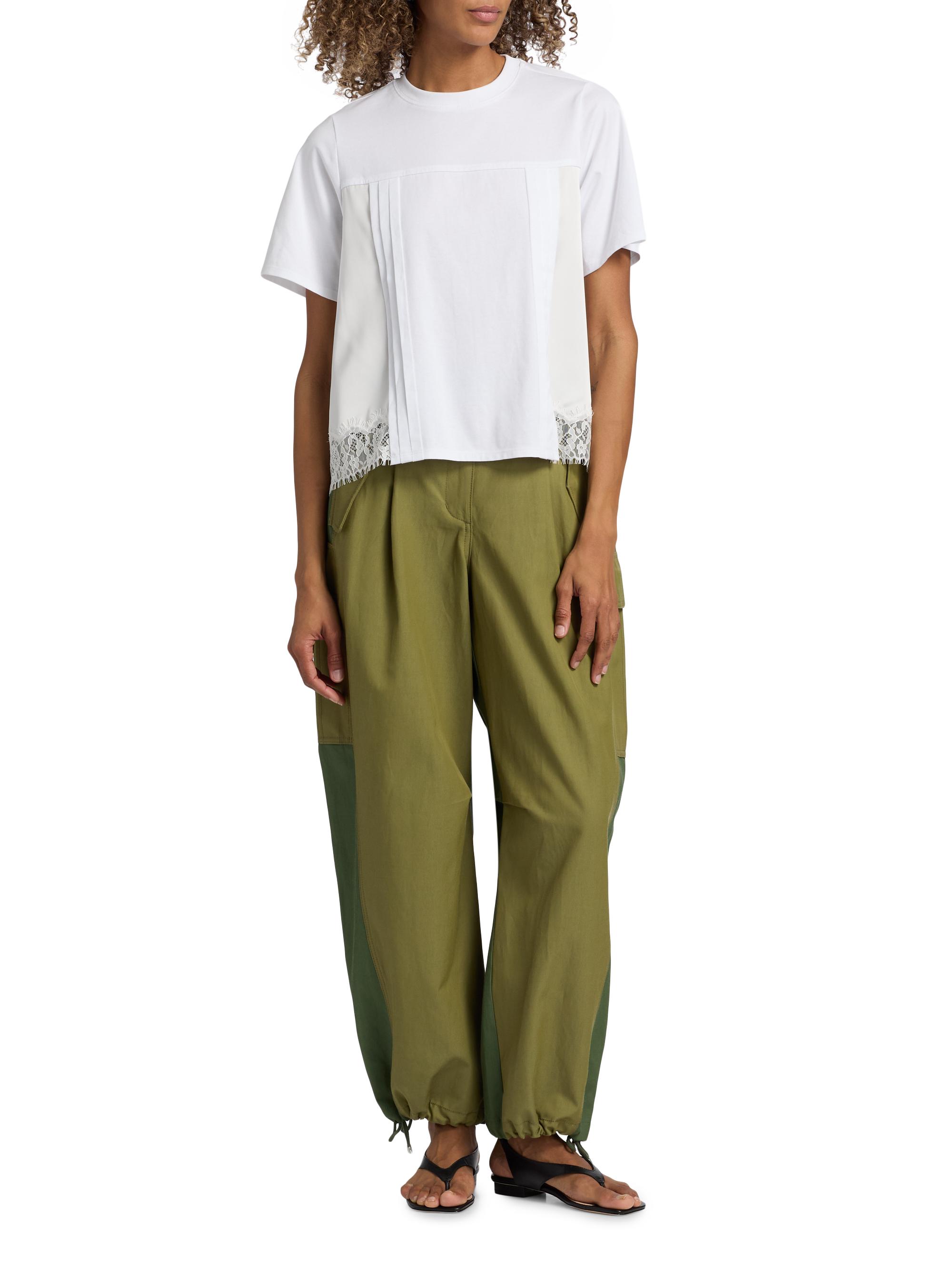 3.1 Phillip Lim Women's Satin & Lace Mixed-Media T-Shirt - White | Thumbnail 2