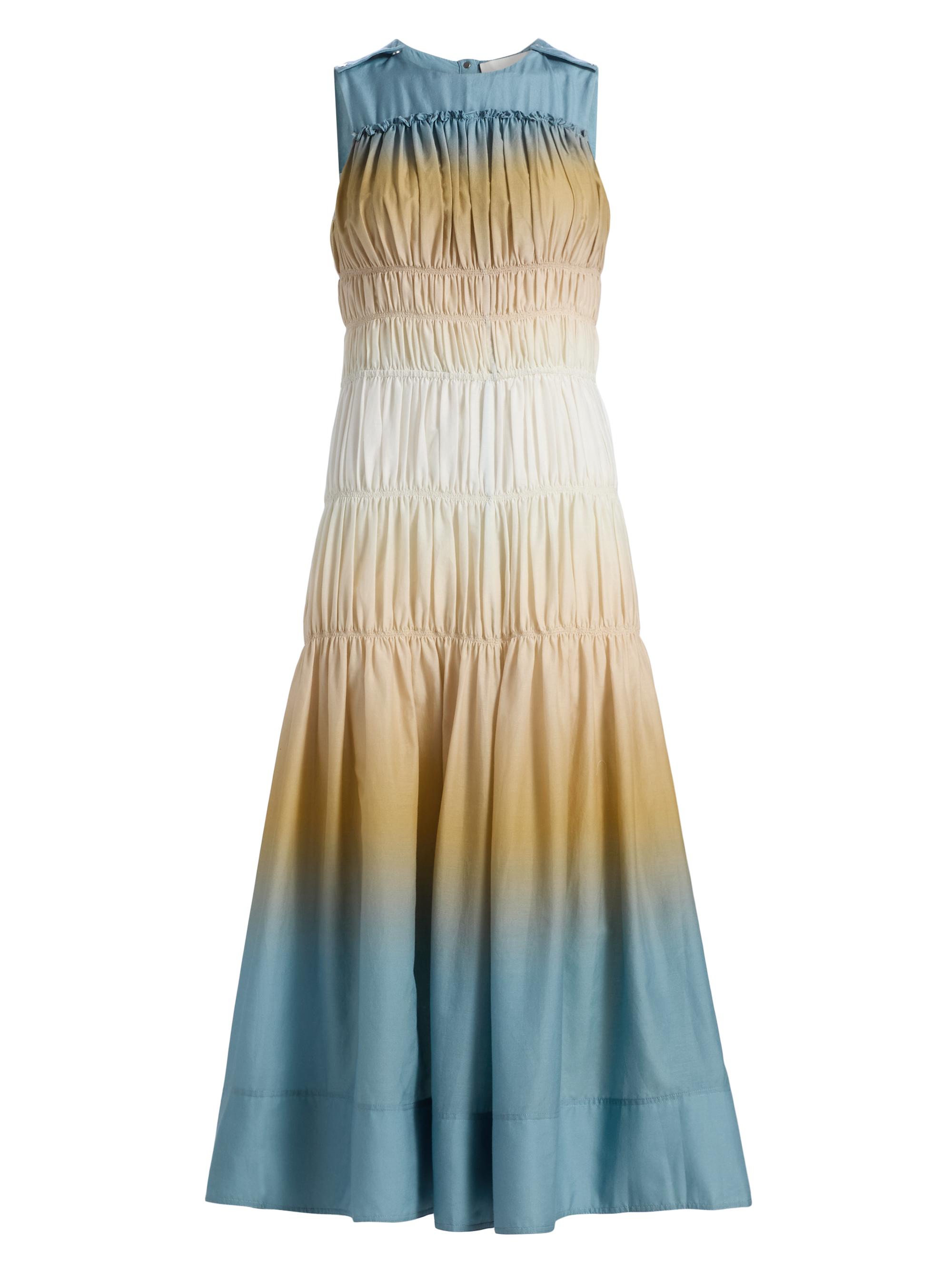 3.1 Phillip Lim Women's Ombré Ruched Cotton-Silk A-Line Dress - Storm Canyon Multi
