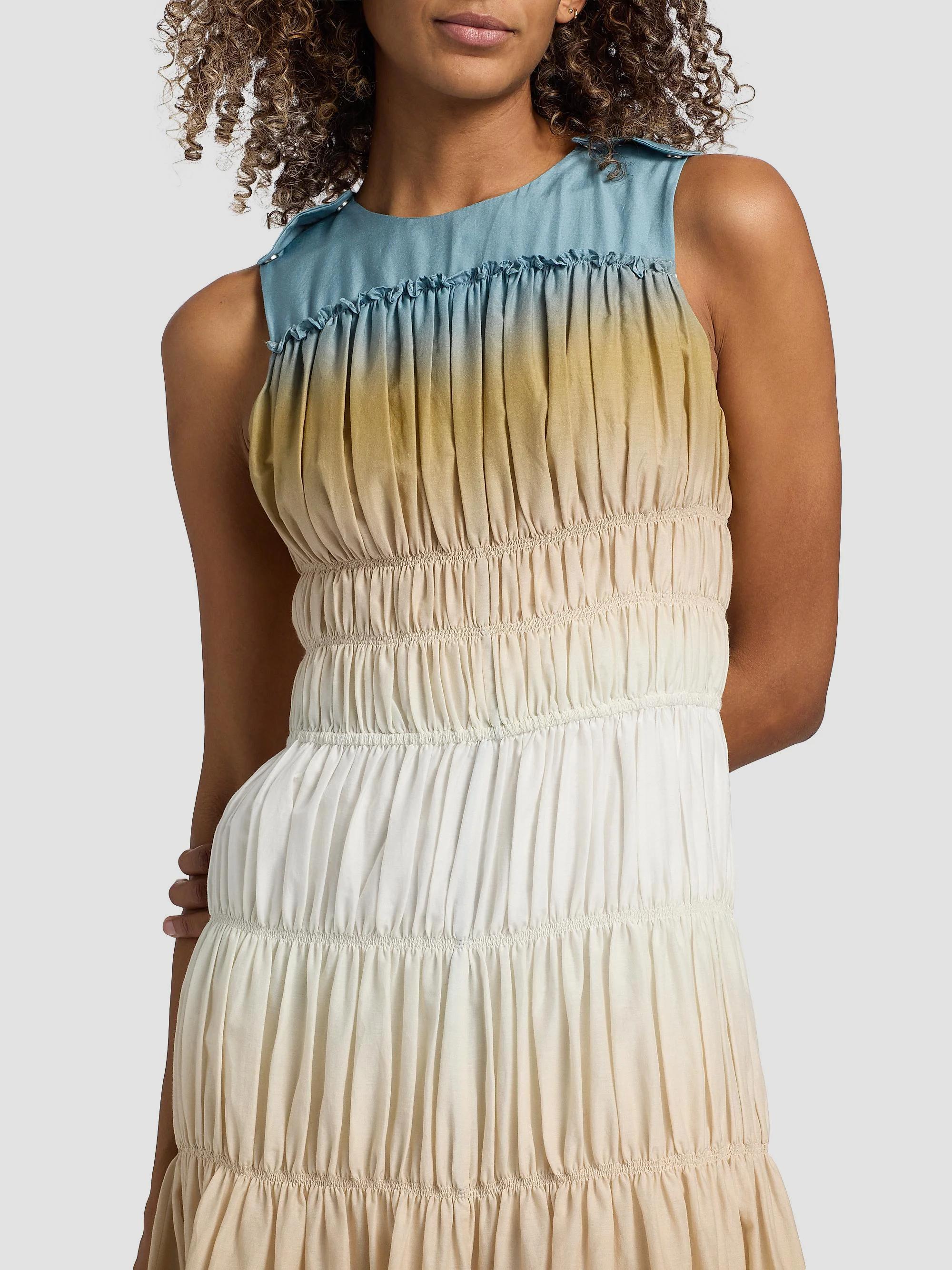 Ombré Voile Gathered Maxi Dress - 10