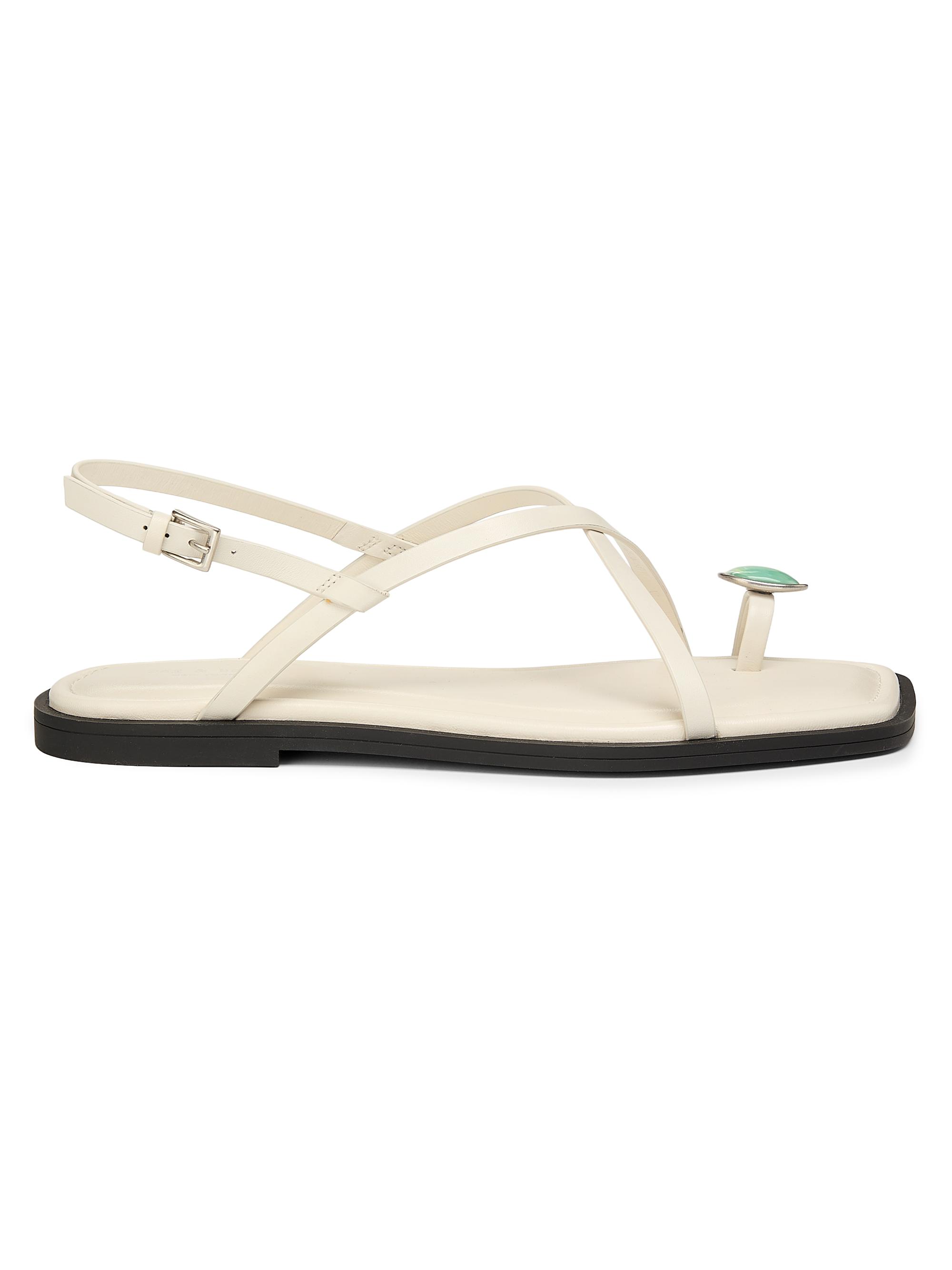 rag & bone Women's Remi Leather Toe Ring Flat Sandals - Antique White
