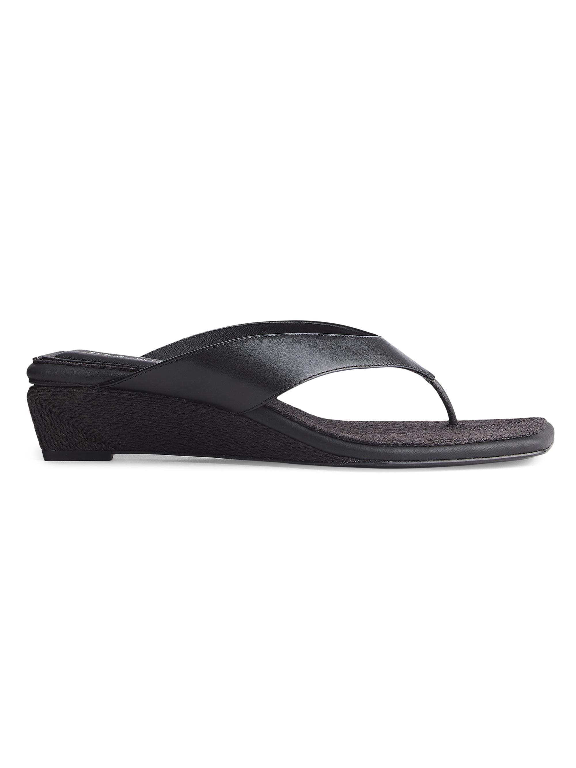 rag & bone Women's Jo Leather Thong Wedge Sandals - Black Jute | Thumbnail 5