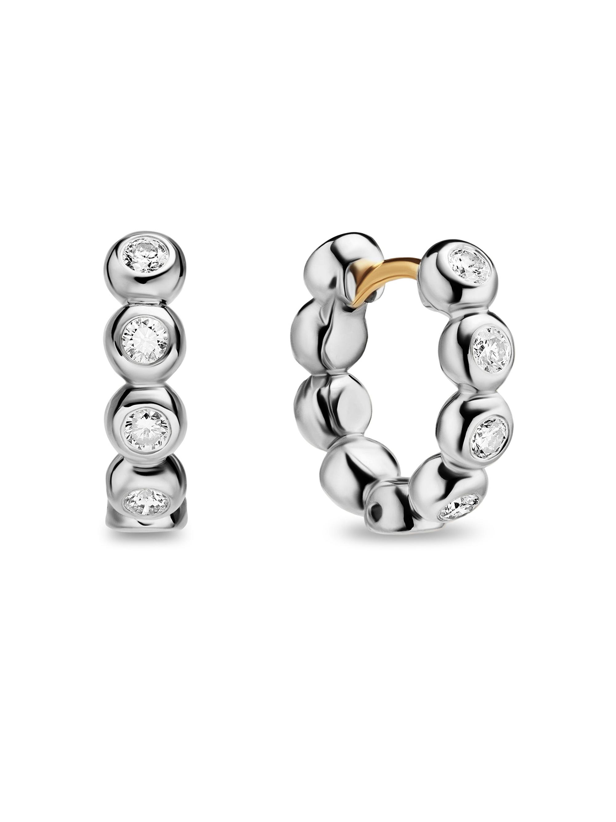 David Yurman Women's Bezel Set Hoop Earrings in Sterling Silver with Diamonds, 13.4MM - Diamond