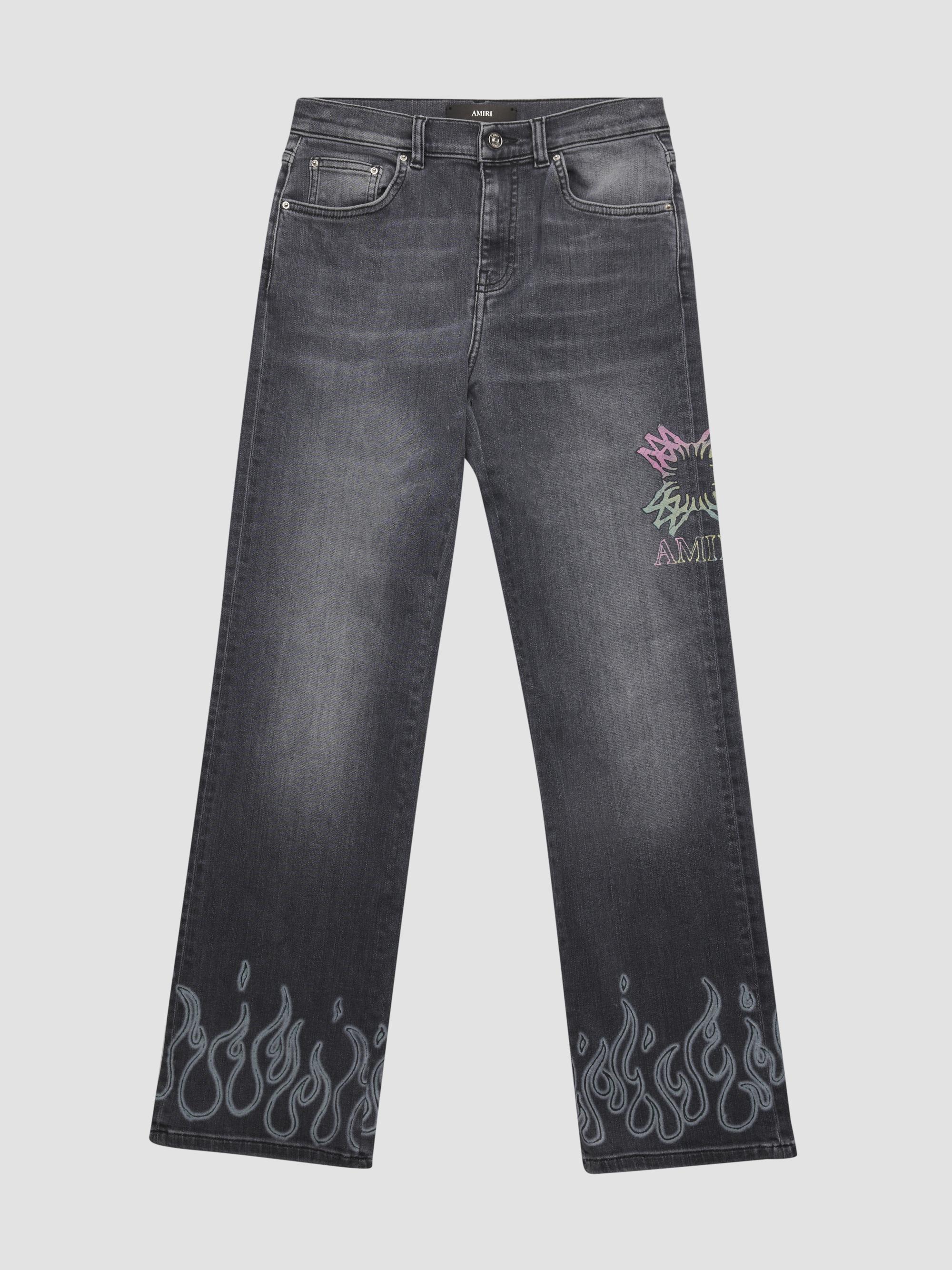 Amiri Little Kid's & Kid's Flame Straight-Leg Jeans - Grey | Thumbnail 4