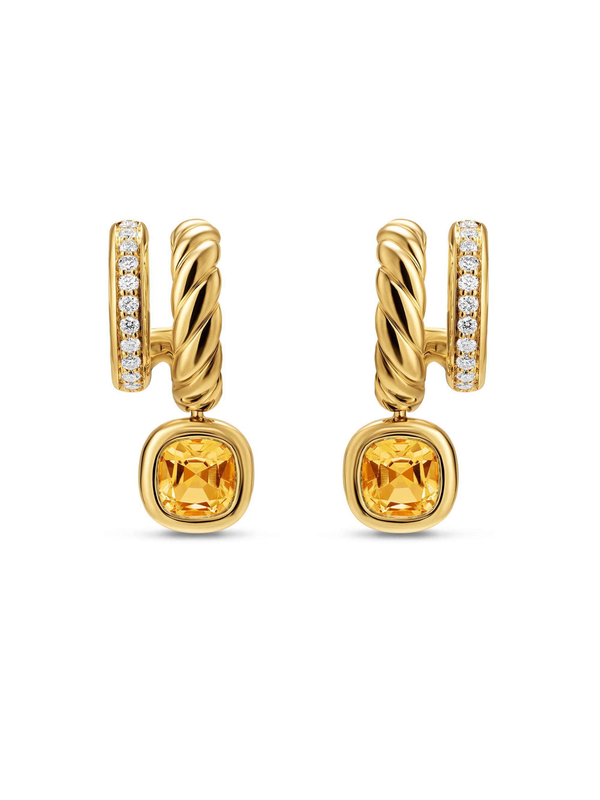 David Yurman Women's DY Mercer Color Two Row Drop Earrings in 18K Yellow Gold - Citrine
