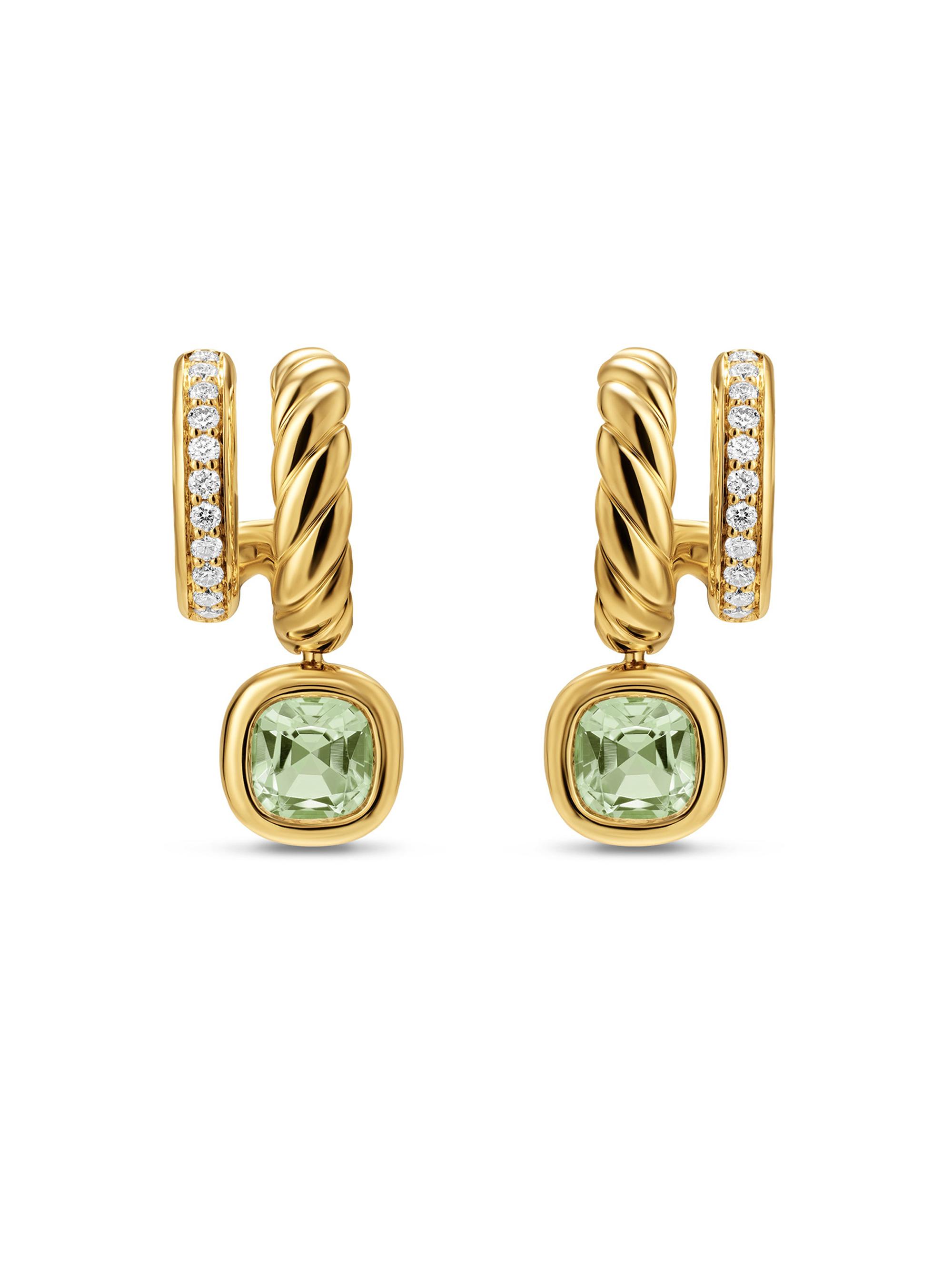 David Yurman Women's DY Mercer Color Two Row Drop Earrings in 18K Yellow Gold - New Prasiolite
