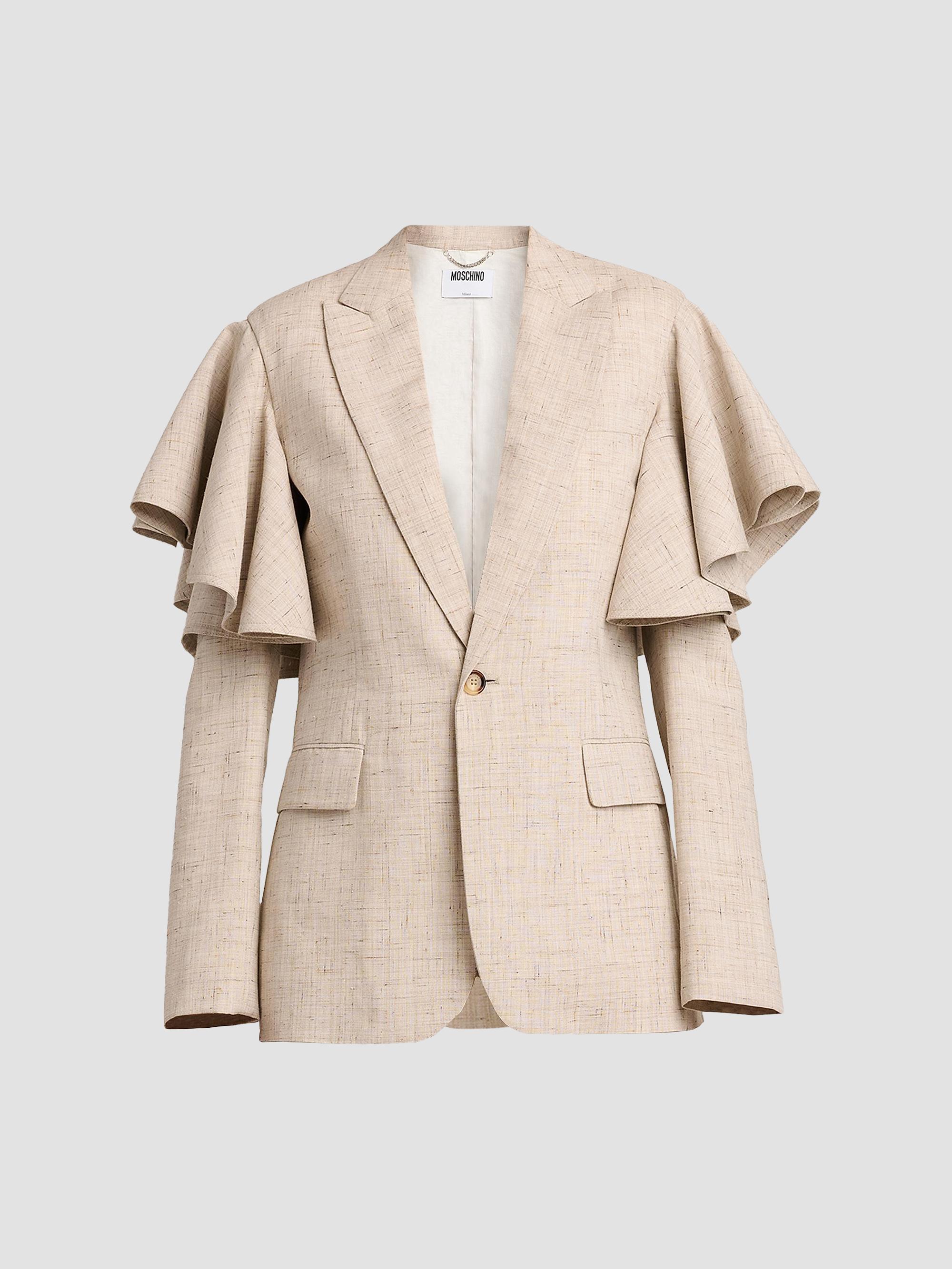 Moschino Women's Ruffle Cape Tweed Jacket - Multi Beige | Thumbnail 6