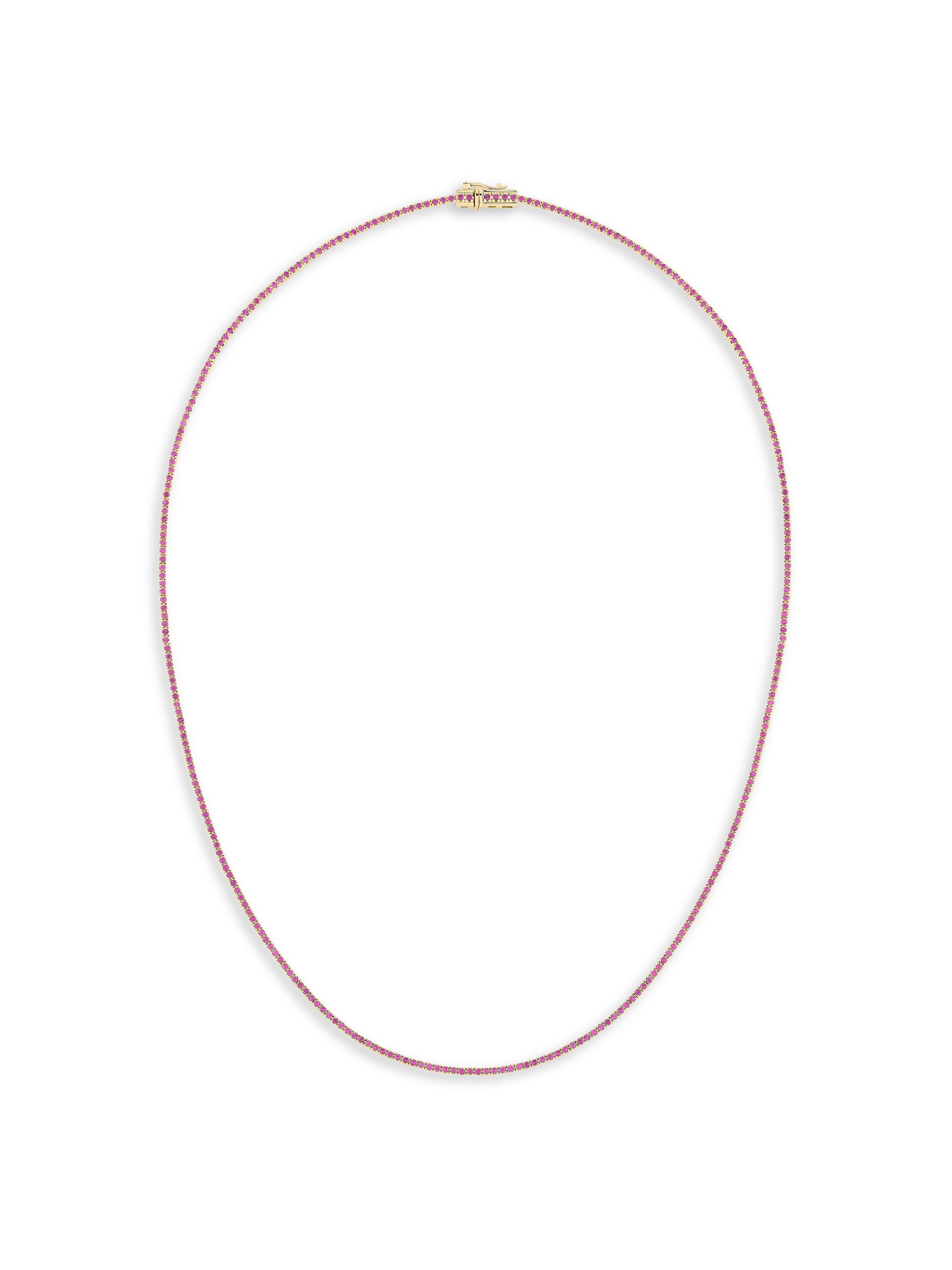 Lana Women's 14K Yellow Gold & Pink Sapphire Thin Tennis Necklace - Yellow Gold