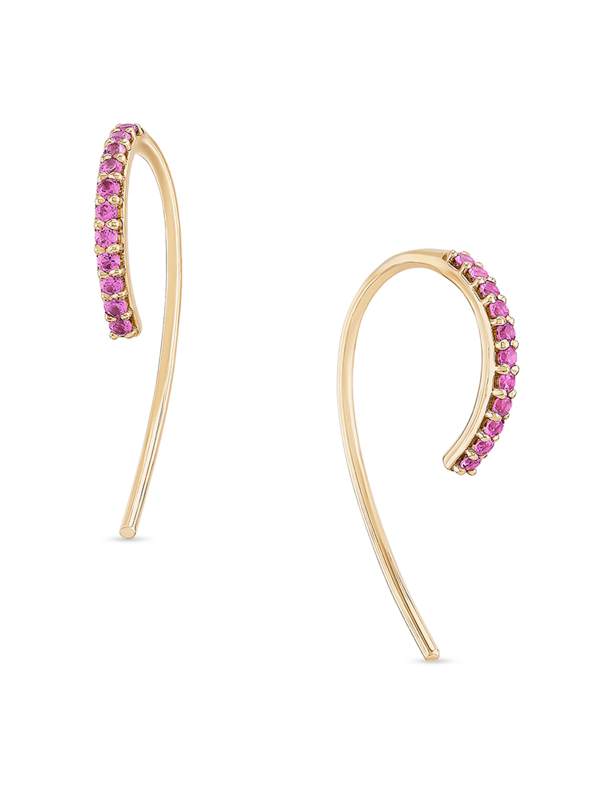 Lana Women's 14K Yellow Gold & Pink Sapphire Earrings - Yellow Gold