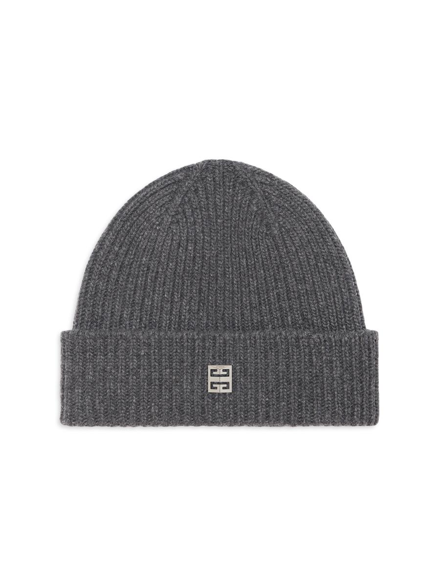 Givenchy Women's Ribbed Beanie In Wool And Cashmere In Gray