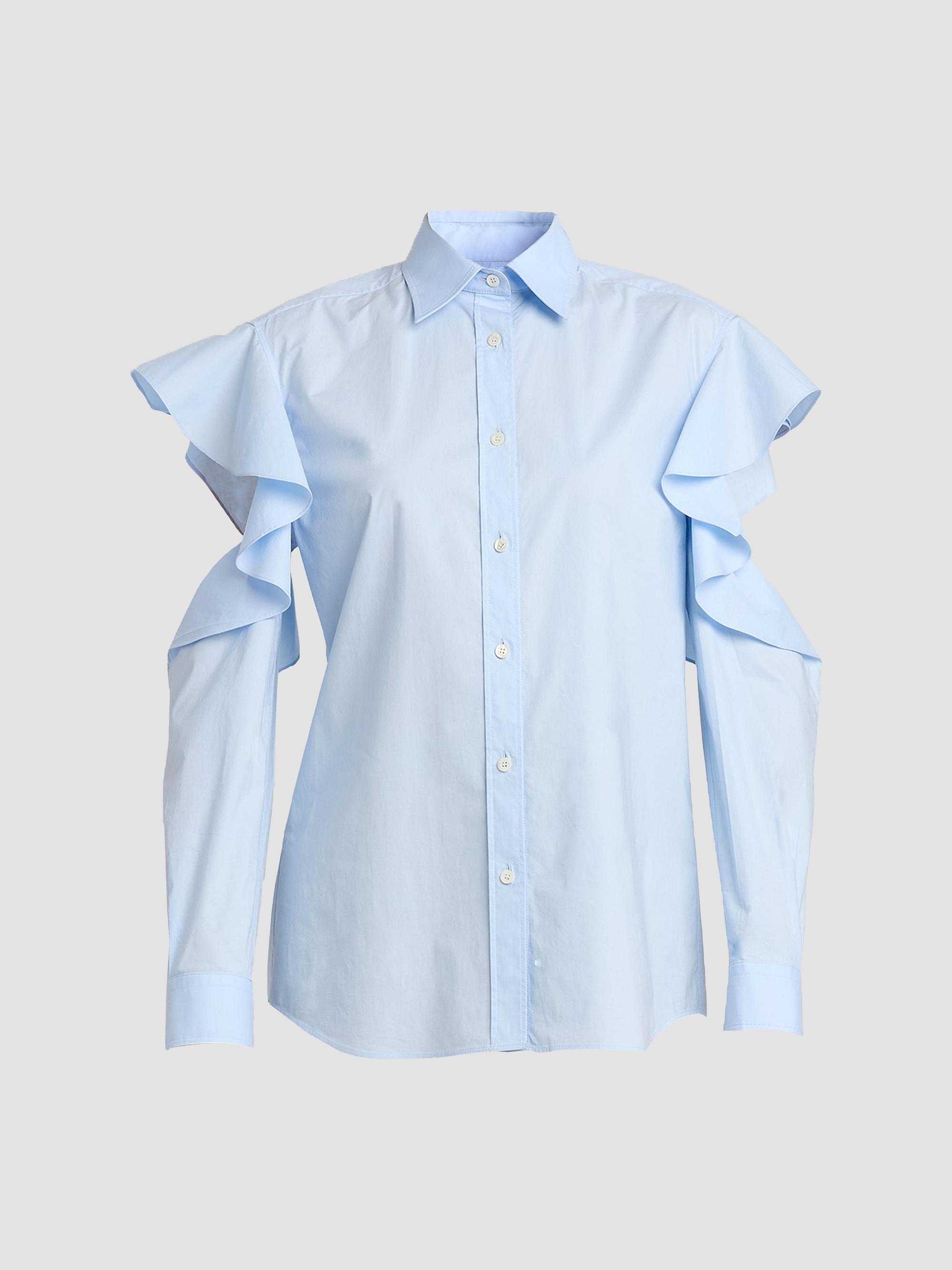 Moschino Women's Ruffle Cold Shoulder Button-Front Blouse - Multi Light Blue | Thumbnail 6
