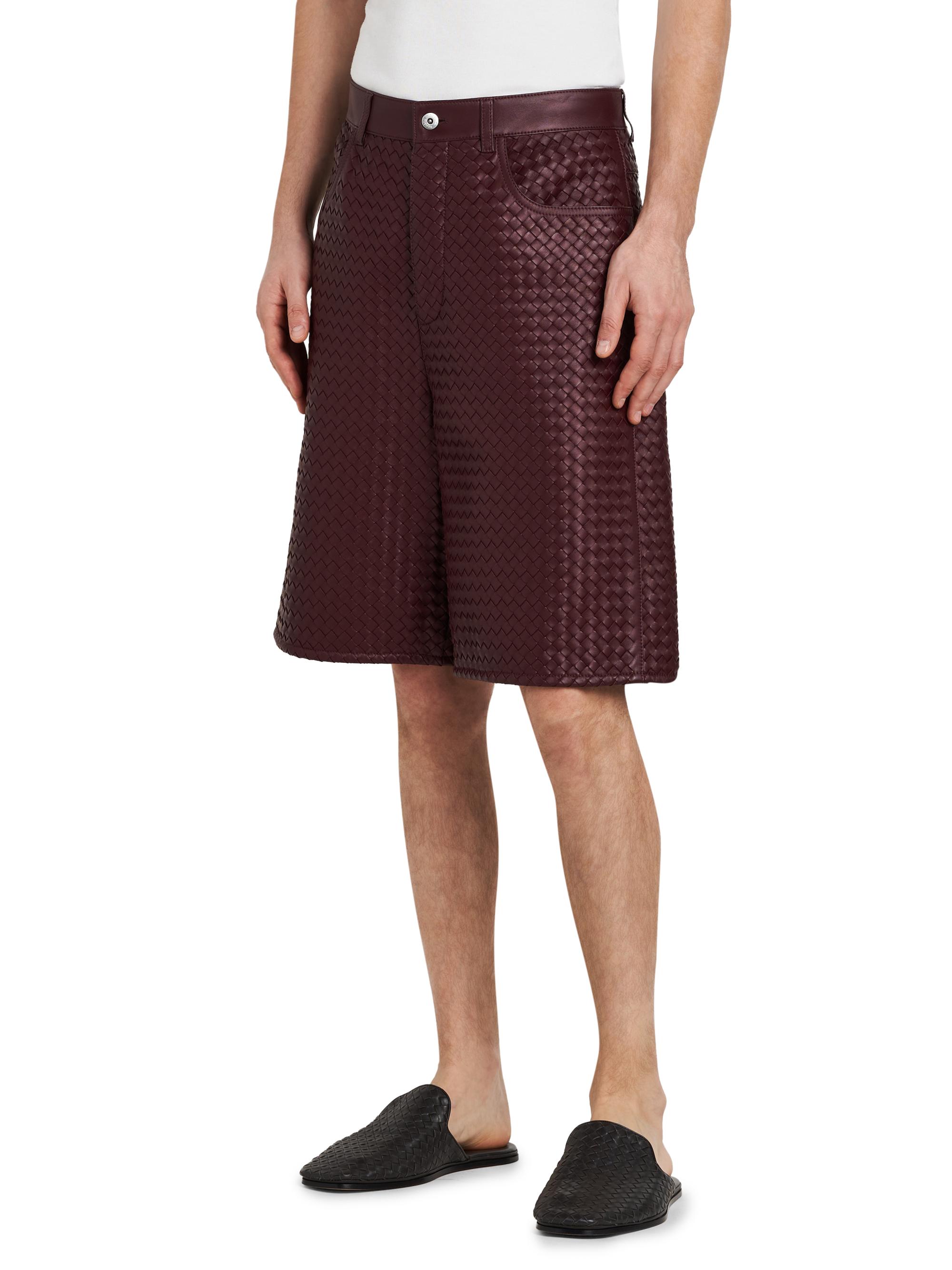 Bottega Veneta Intrecciato Leather Shorts | Saks Fifth Avenue