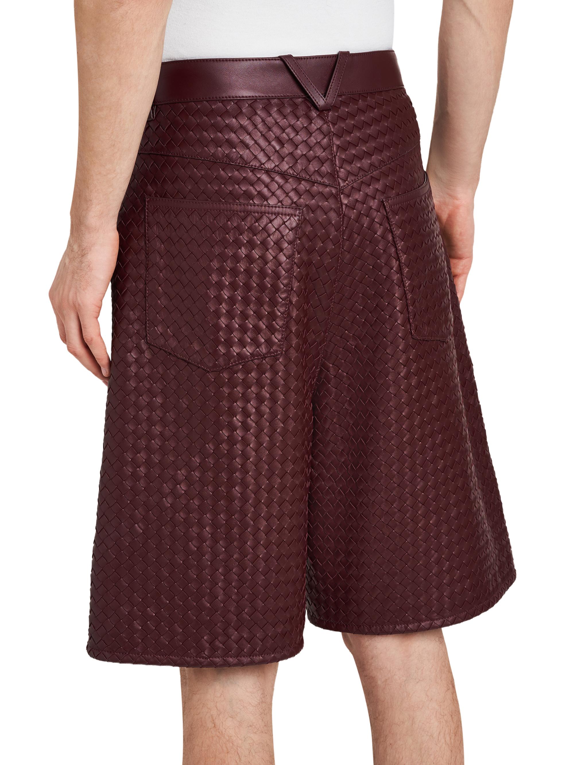 Bottega Veneta Intrecciato Leather Shorts | Saks Fifth Avenue