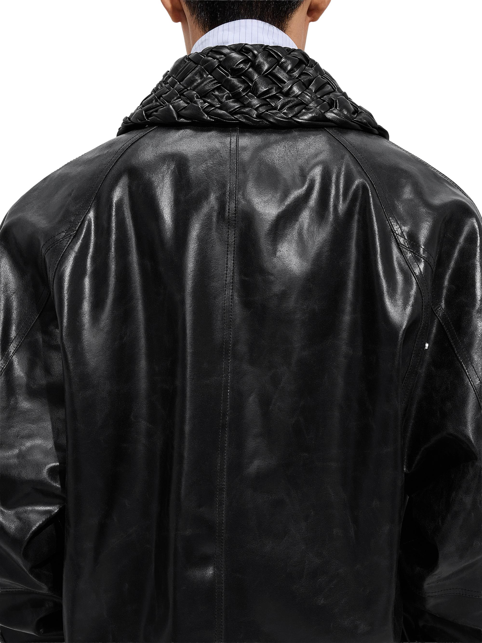 Bottega Veneta Crackled Intrecciato Collar Leather Jacket | Saks