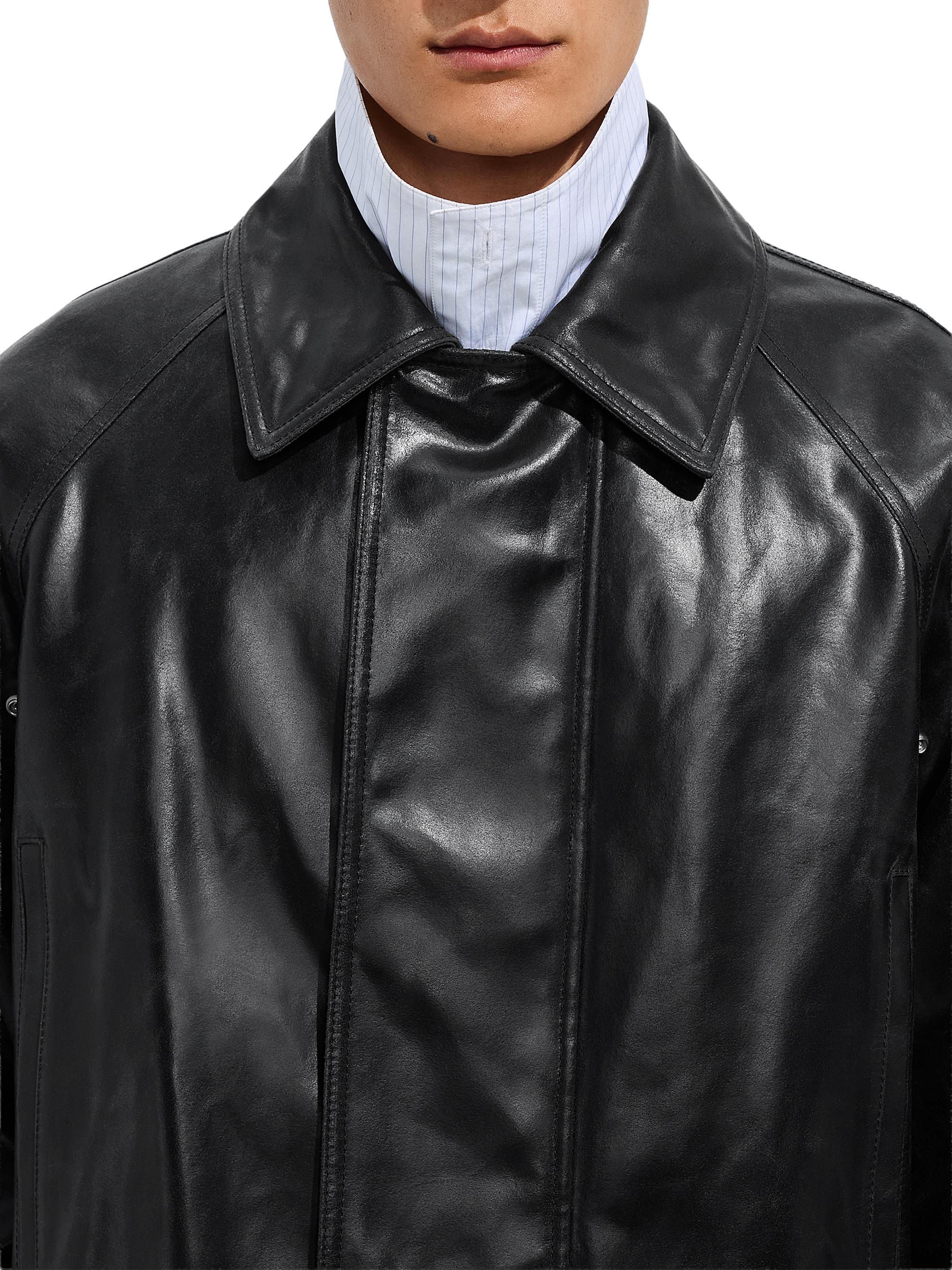 Bottega Veneta Crackled Intrecciato Collar Leather Jacket | Saks