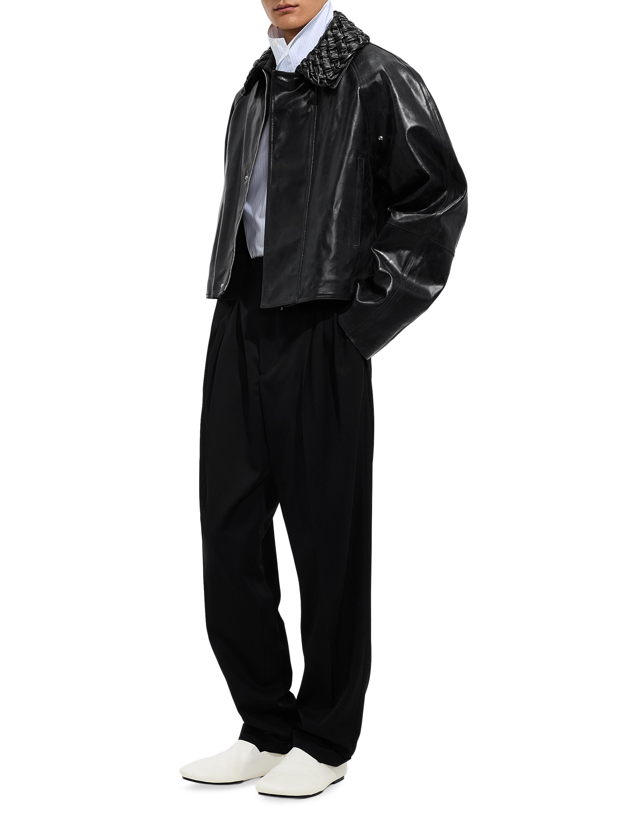 Bottega Veneta Crackled Intrecciato Collar Leather Jacket | Saks