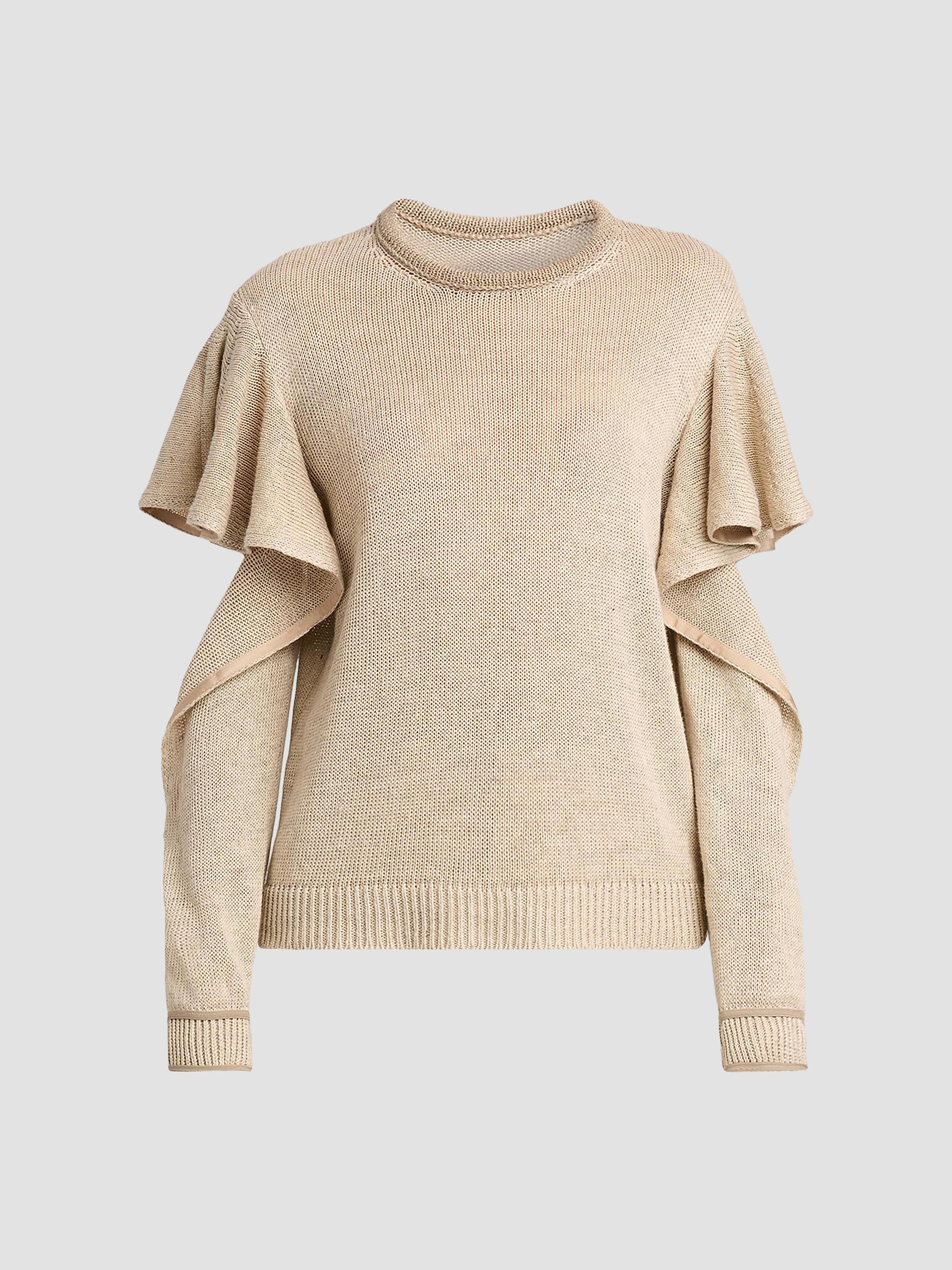 Moschino Women's Ruffle Cold Shoulder Knit Sweater - Multi Beige | Thumbnail 6