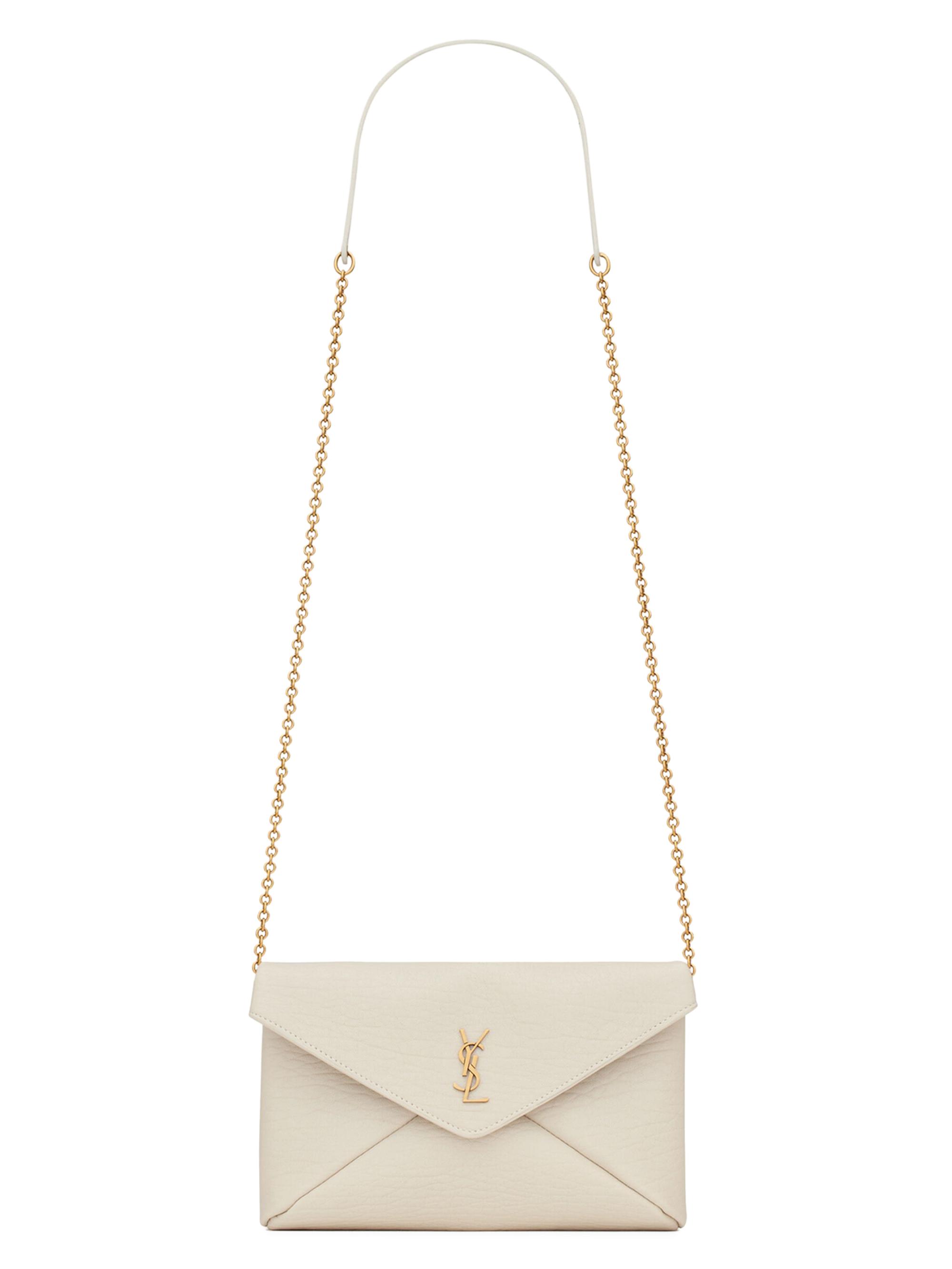 Saint Laurent Women's Cassandre  Chain Pouch in Lambskin - White