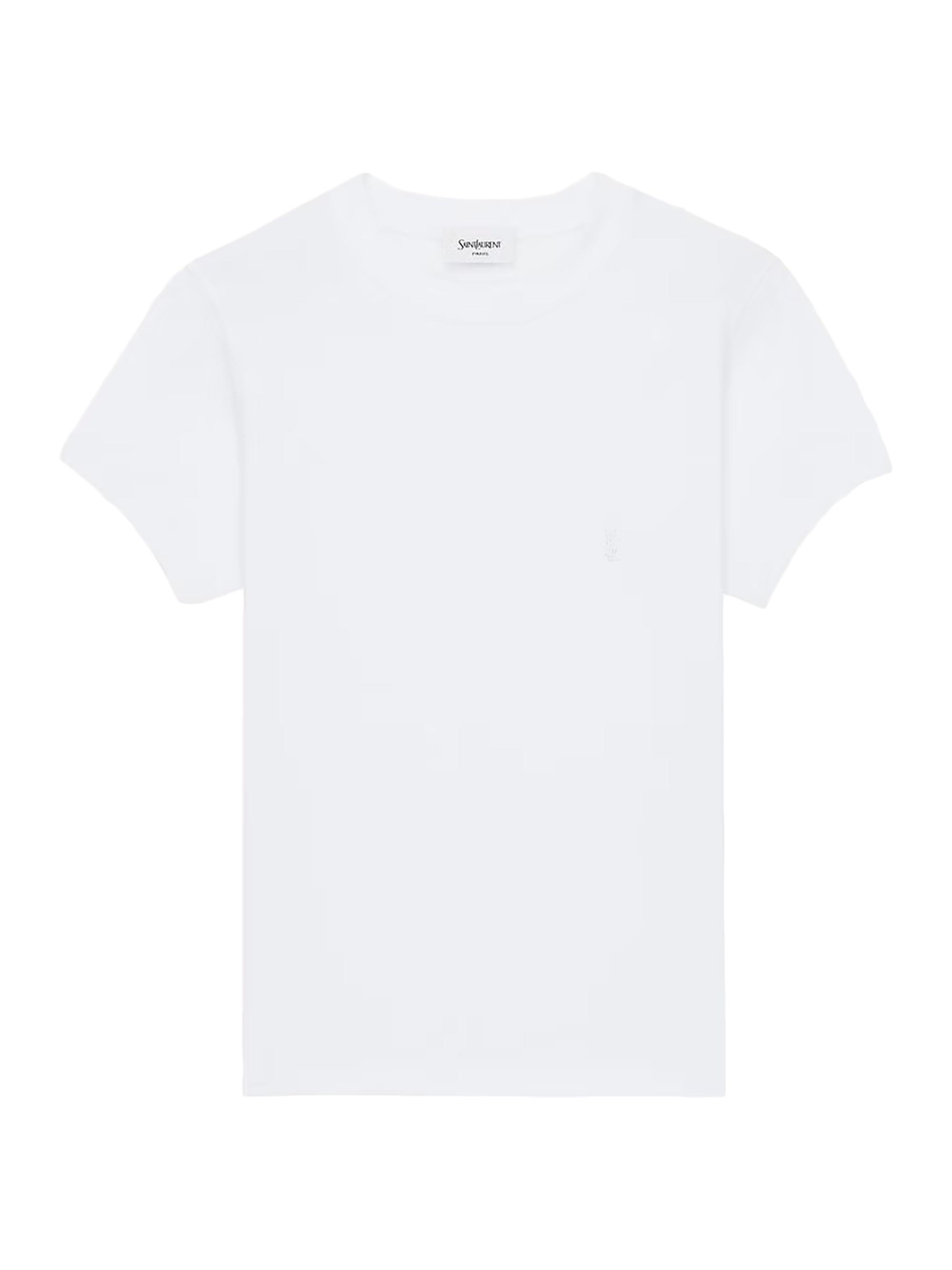 Saint Laurent Women's Cassandre T-Shirt in Ribbed Cotton Jersey - Blanc