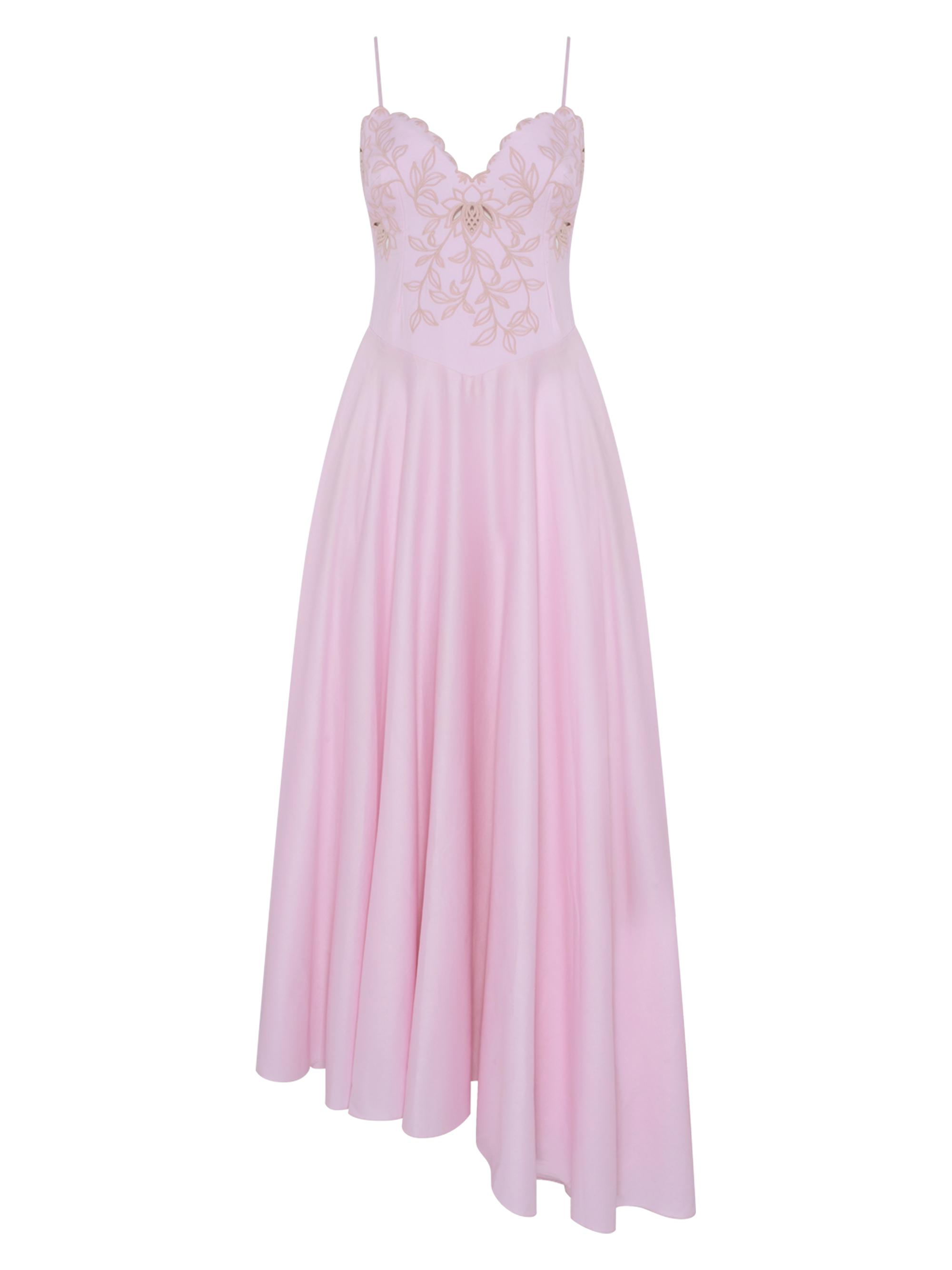 PatBO Women's Lotus Embroidered Maxi Dress - Light Pink