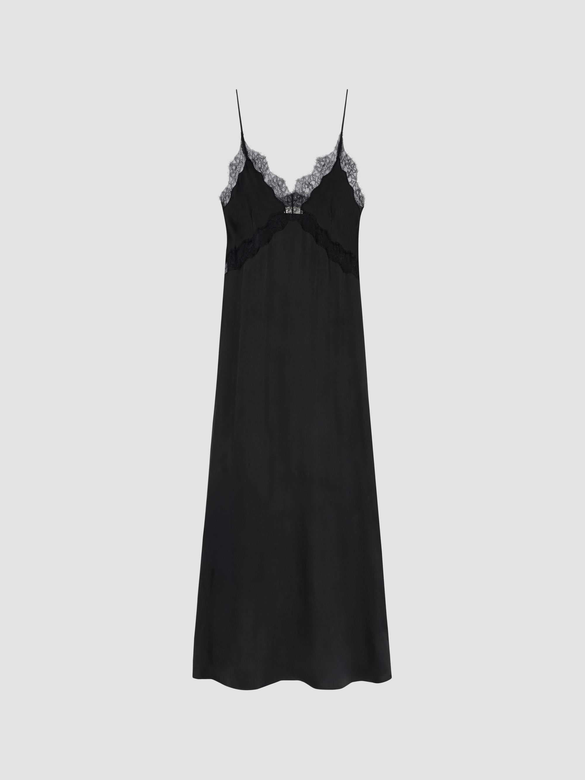 ANINE BING Women's Magnolia Lace-Trimmed Maxi Dress - Black | Thumbnail 5
