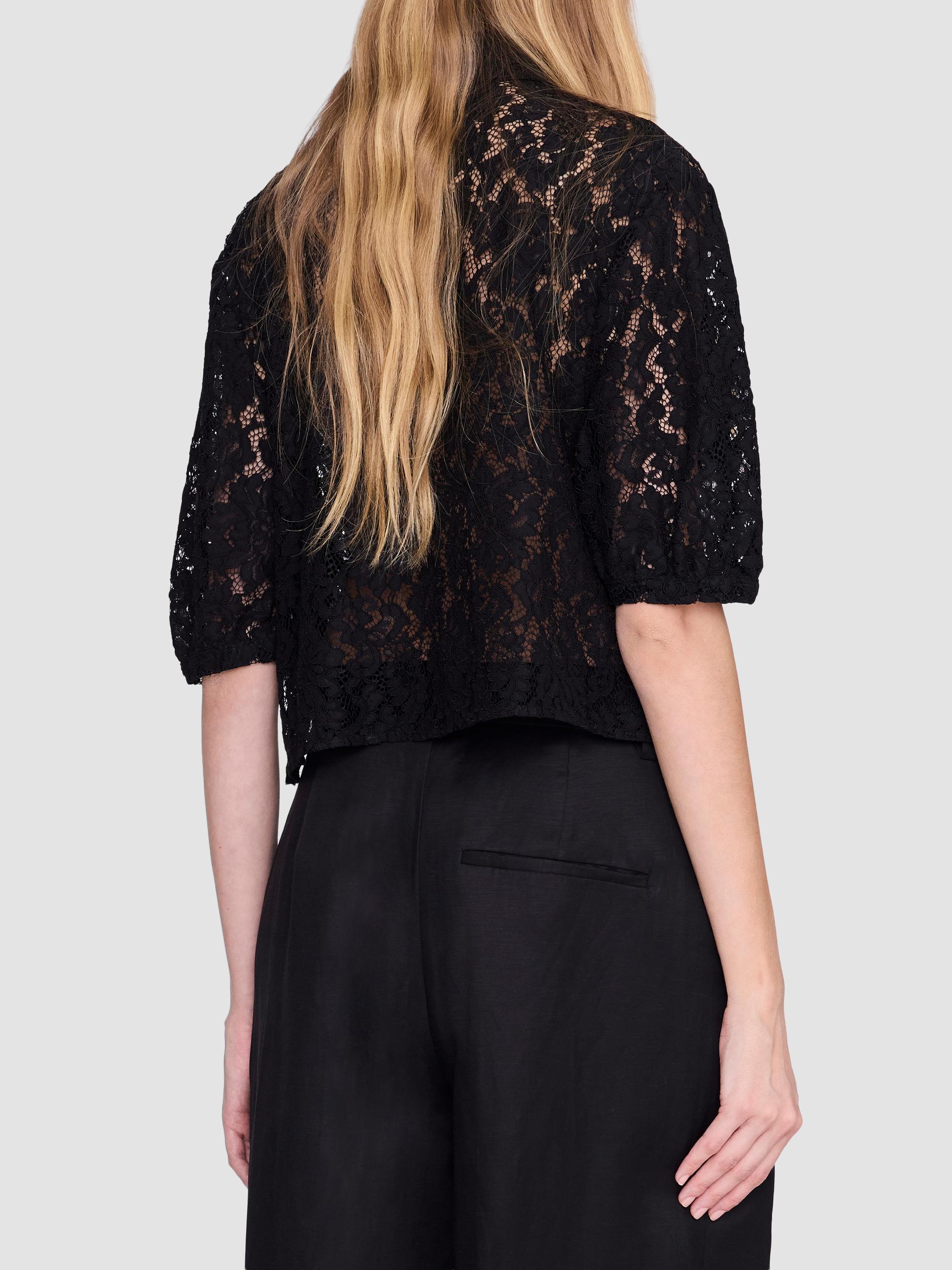 ANINE BING Women's Shayna Lace Boxy Top - Black | Thumbnail 3