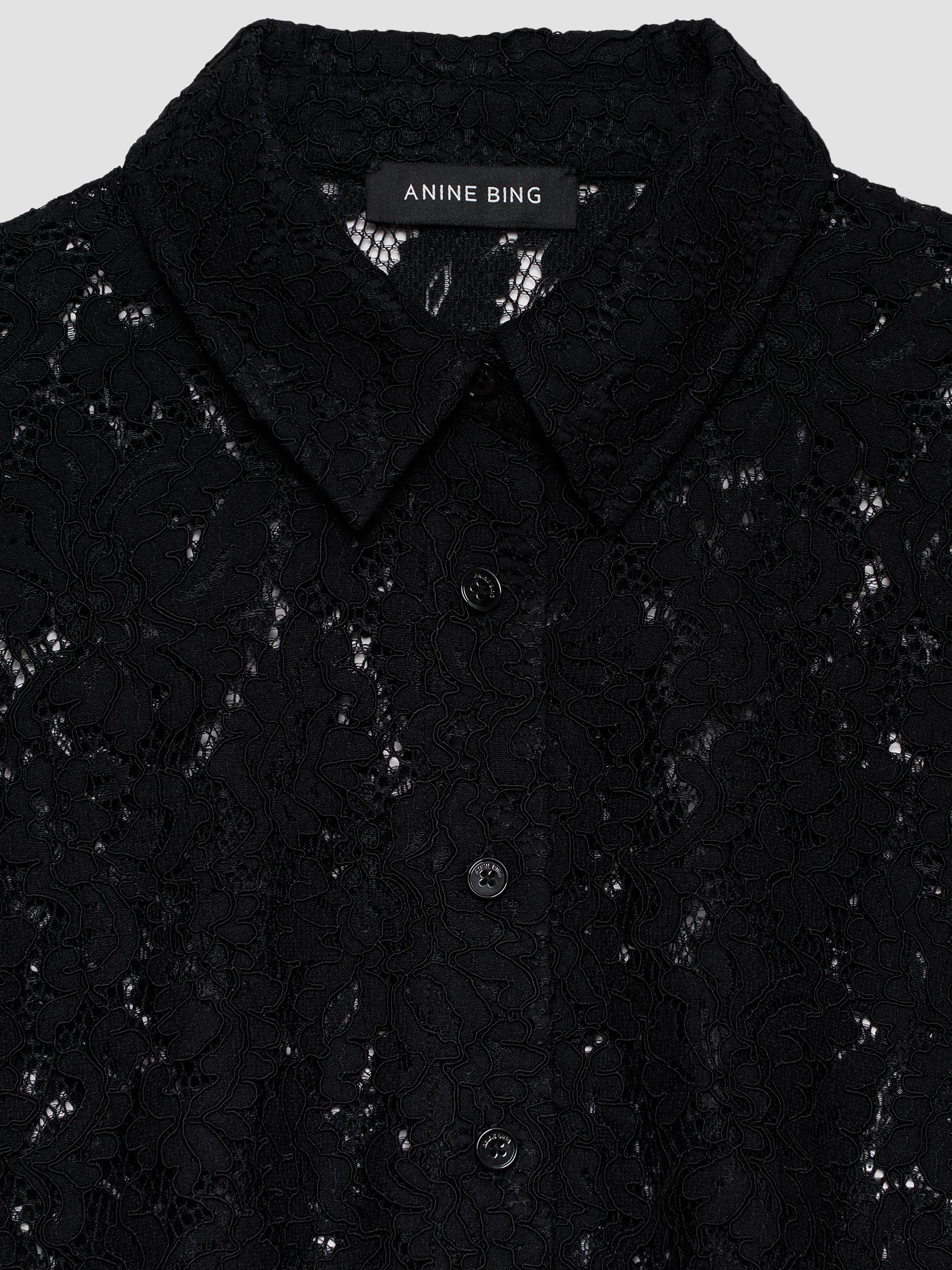 ANINE BING Women's Shayna Lace Boxy Top - Black | Thumbnail 5