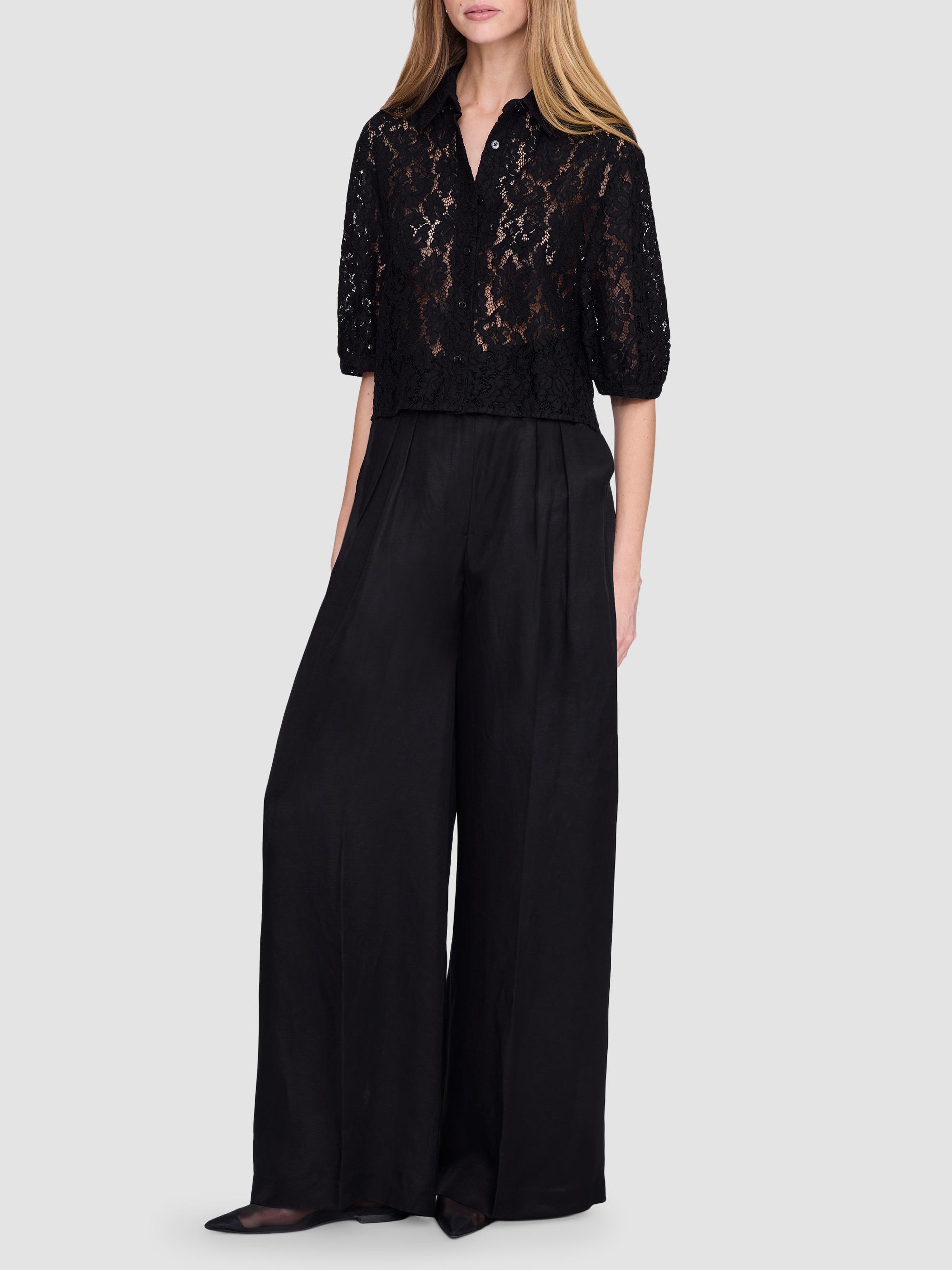 ANINE BING Women's Shayna Lace Boxy Top - Black | Thumbnail 2