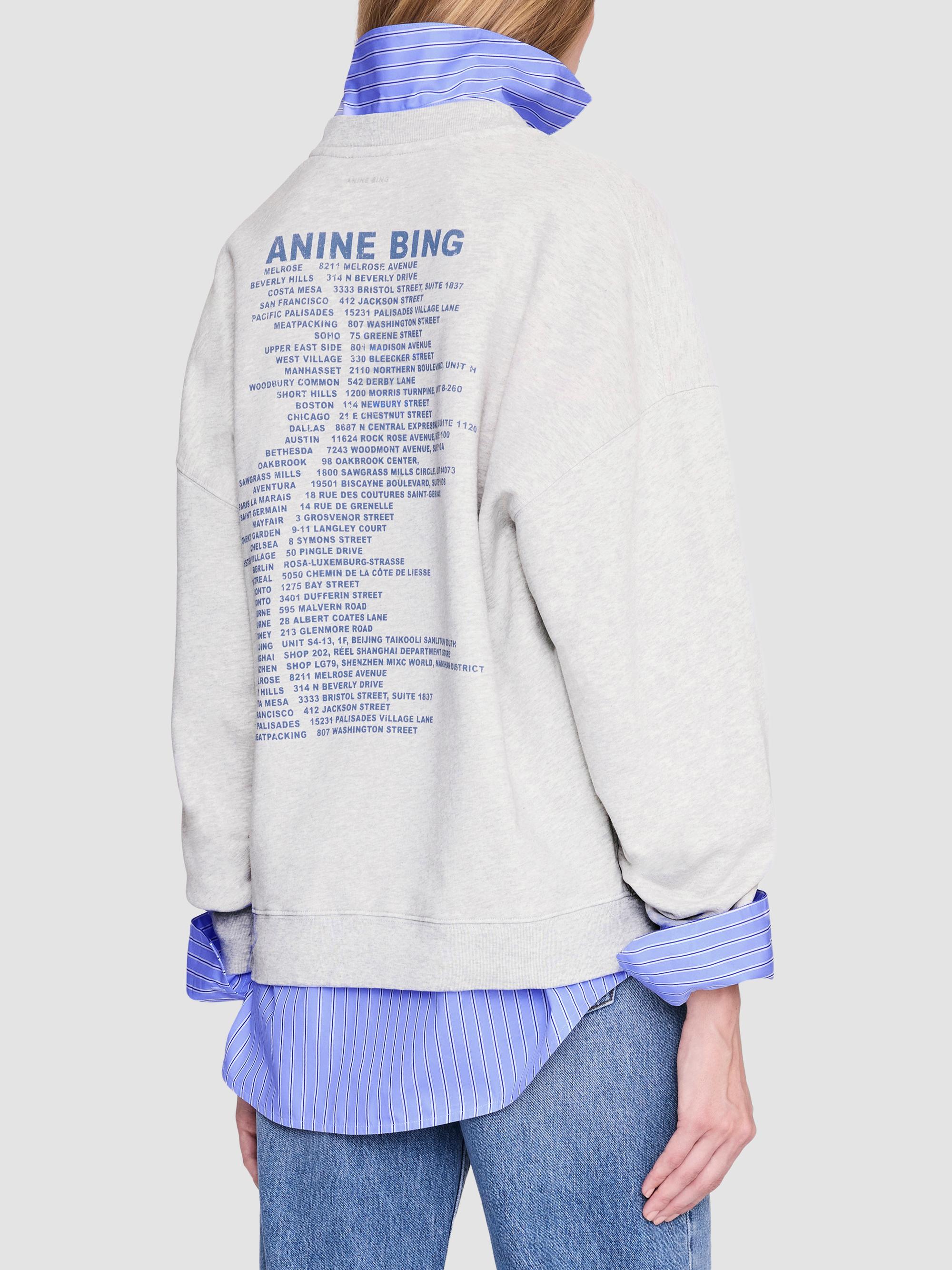 ANINE BING Women's Miles Waves Cotton Fleece Crewneck Sweatshirt - Grey | Thumbnail 3
