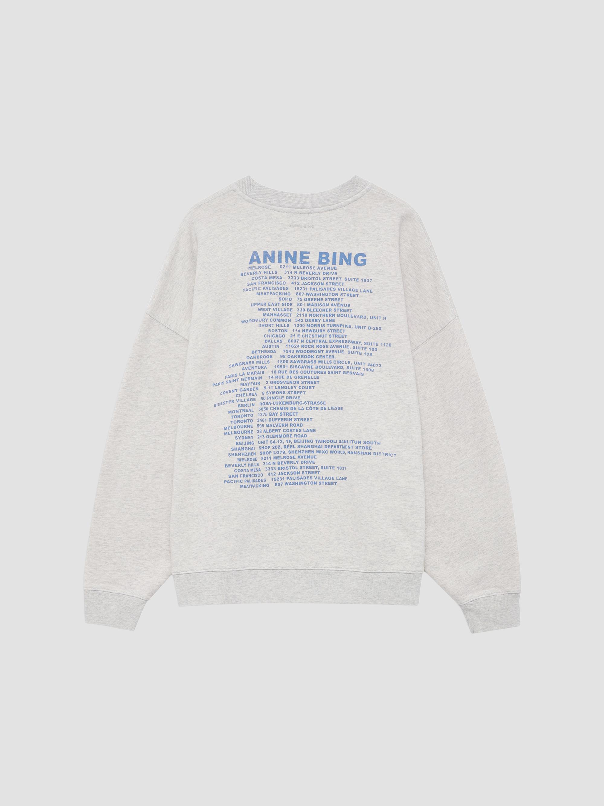 ANINE BING Women's Miles Waves Cotton Fleece Crewneck Sweatshirt - Grey | Thumbnail 6