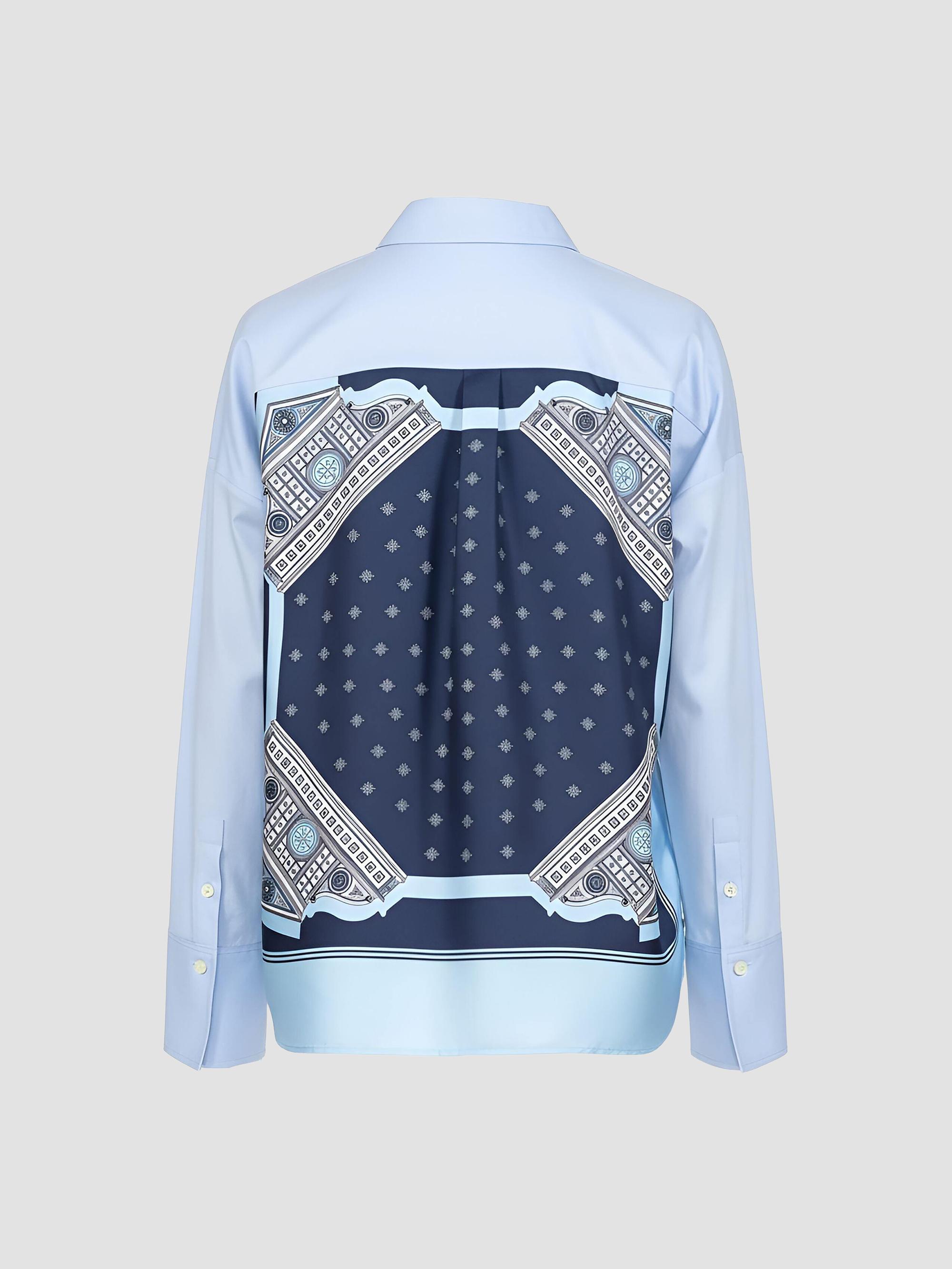 Callas Milano Women's Sirene Scarf-Front Shirt - Pale Blue Navy | Thumbnail 4