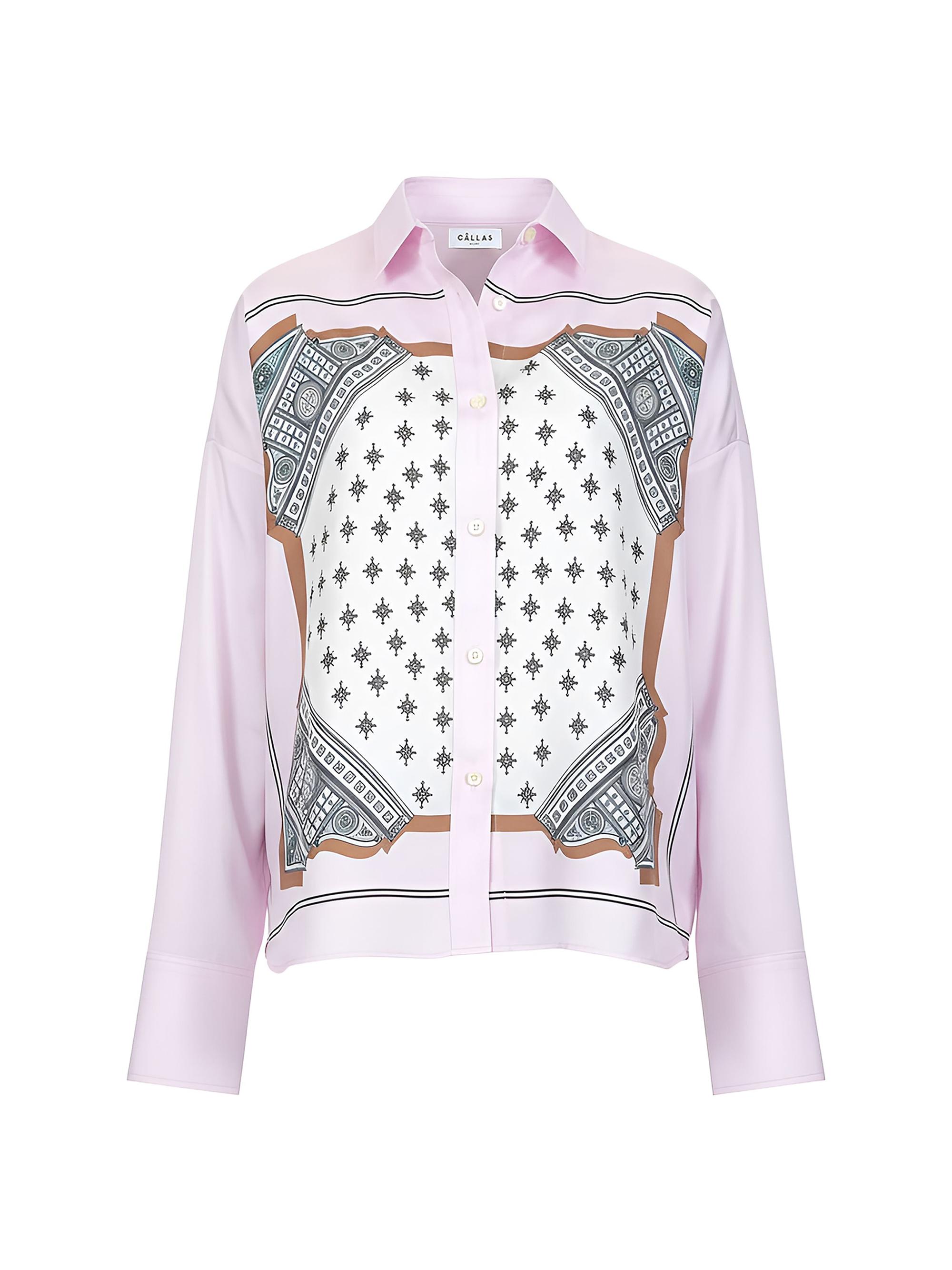 Callas Milano Women's Sirene Scarf-Front Shirt - Pink Multicolor