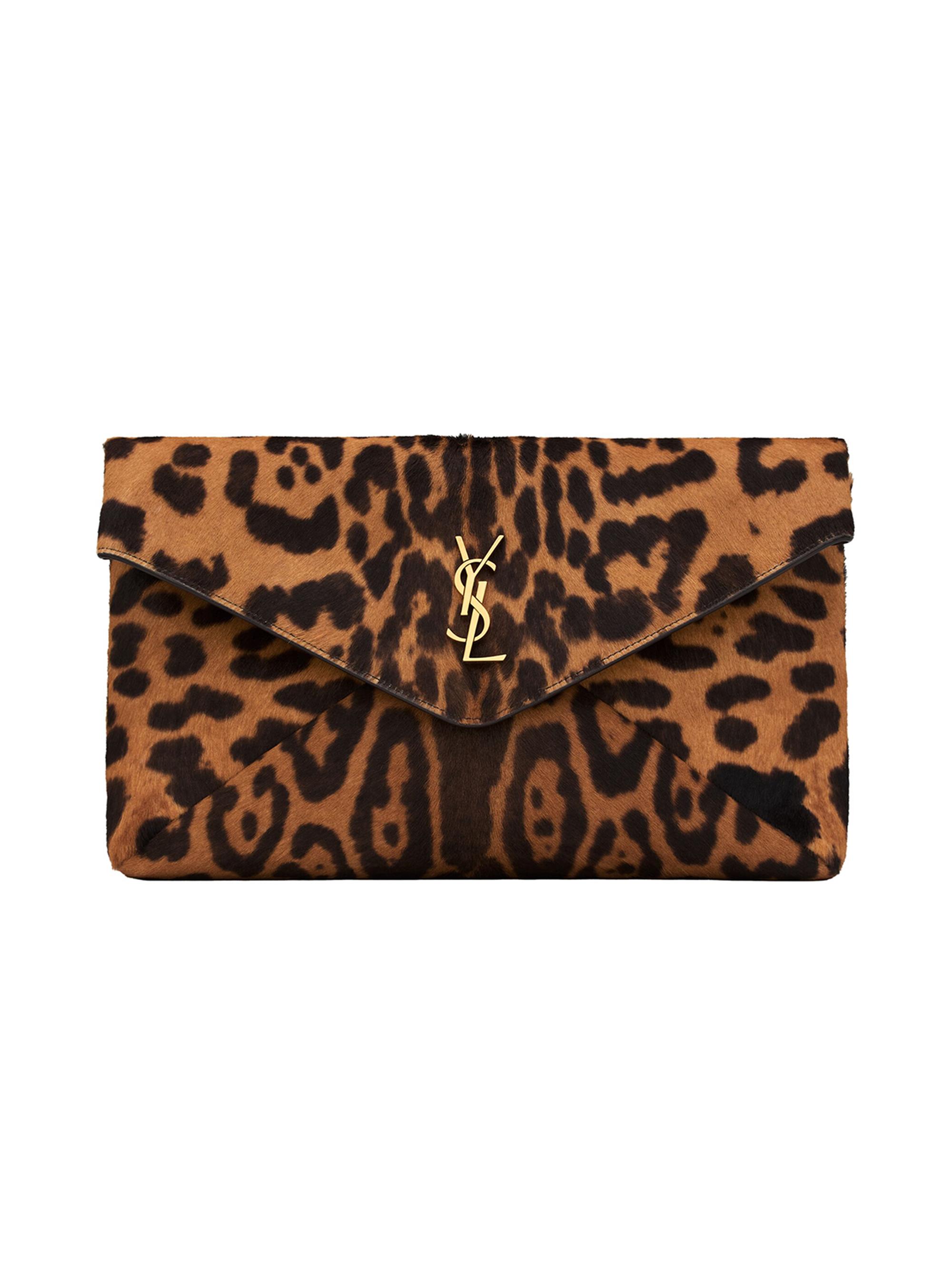 Saint Laurent Men's Cassandre Large Envelope Pouch in Faux Pony Hair Leather - Multicolored