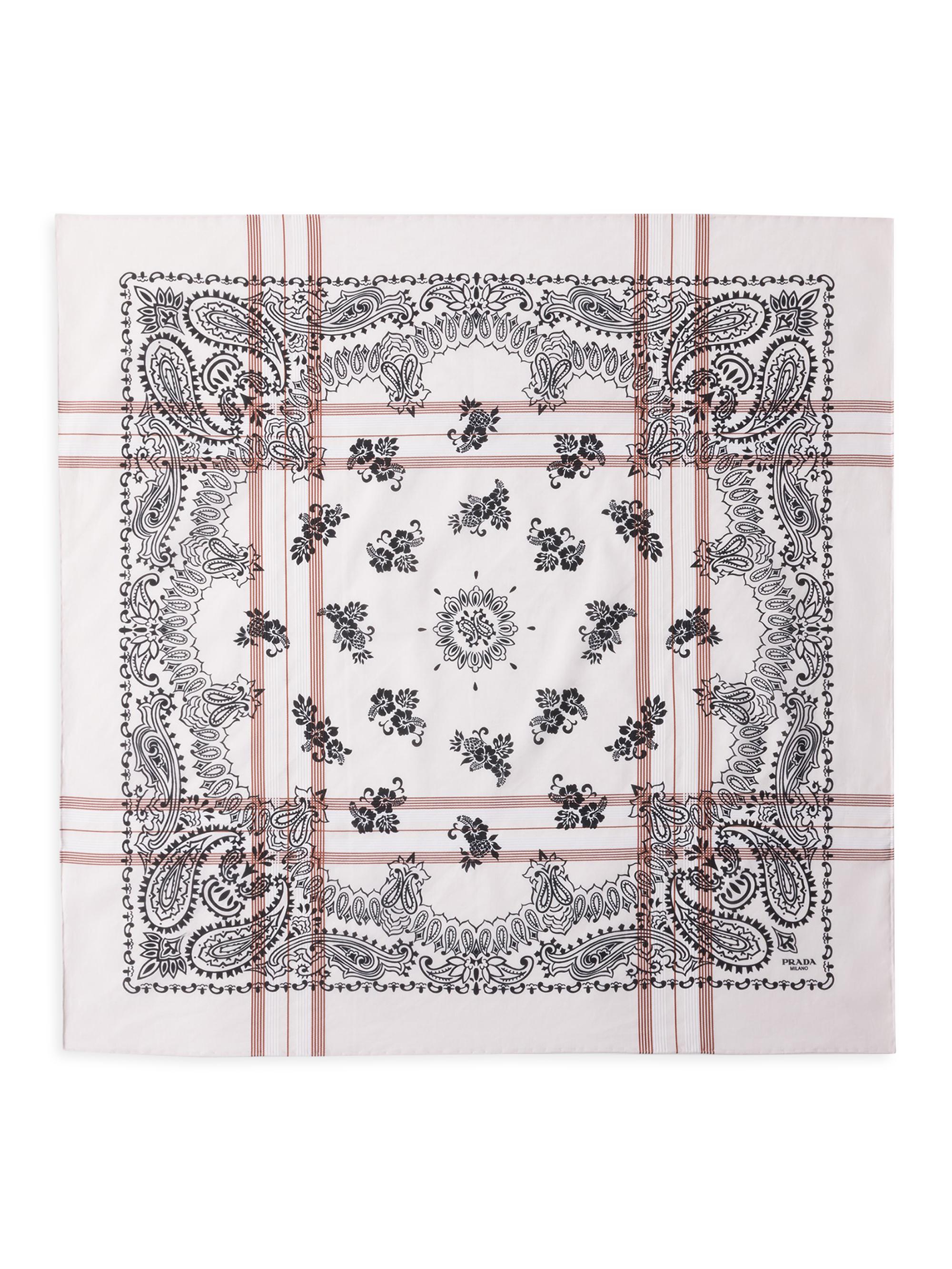 Prada Women's Printed Cotton Scarf - Beige Khaki | Thumbnail 2