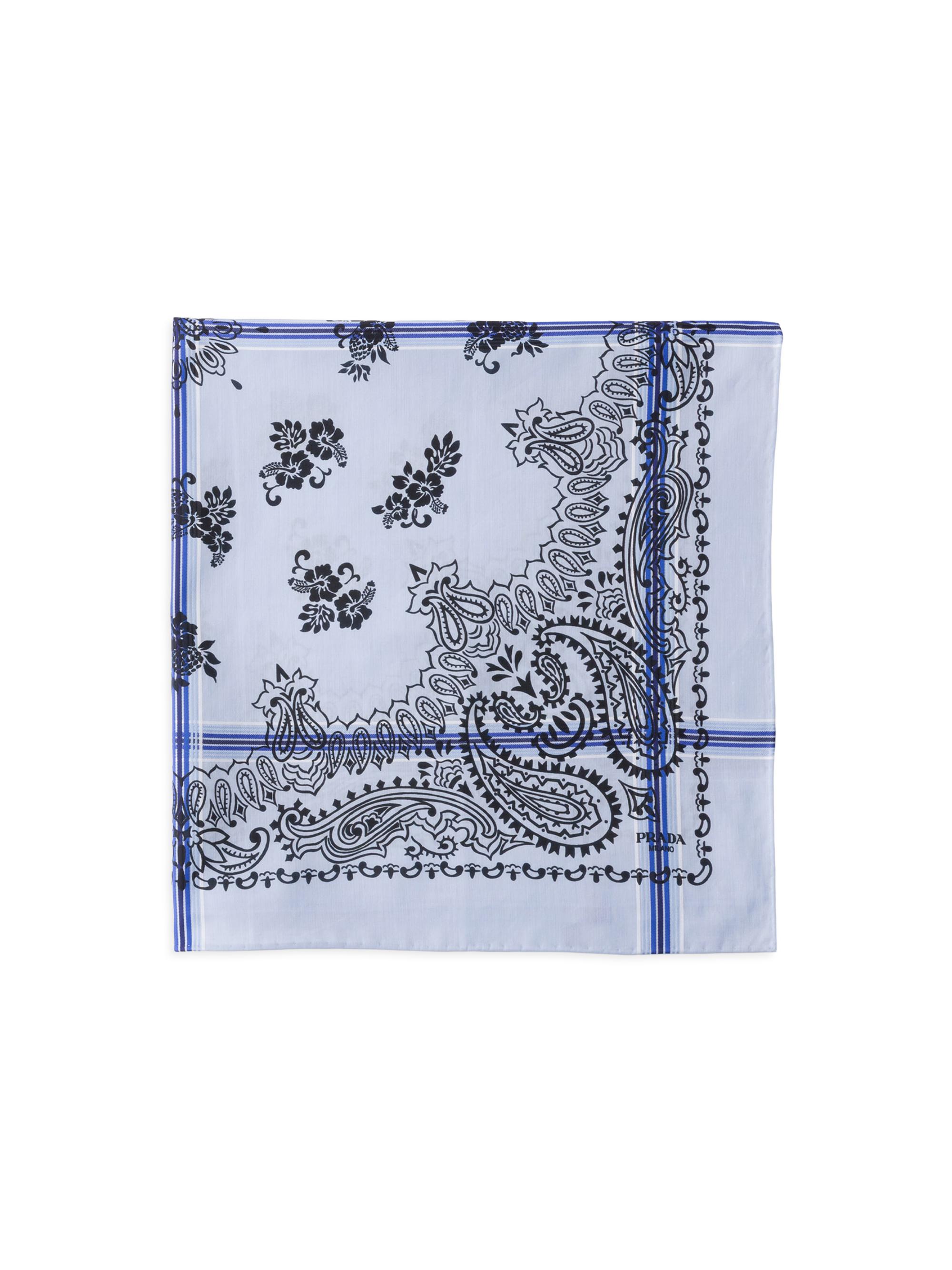 Prada Women's Printed Cotton Scarf - Blue