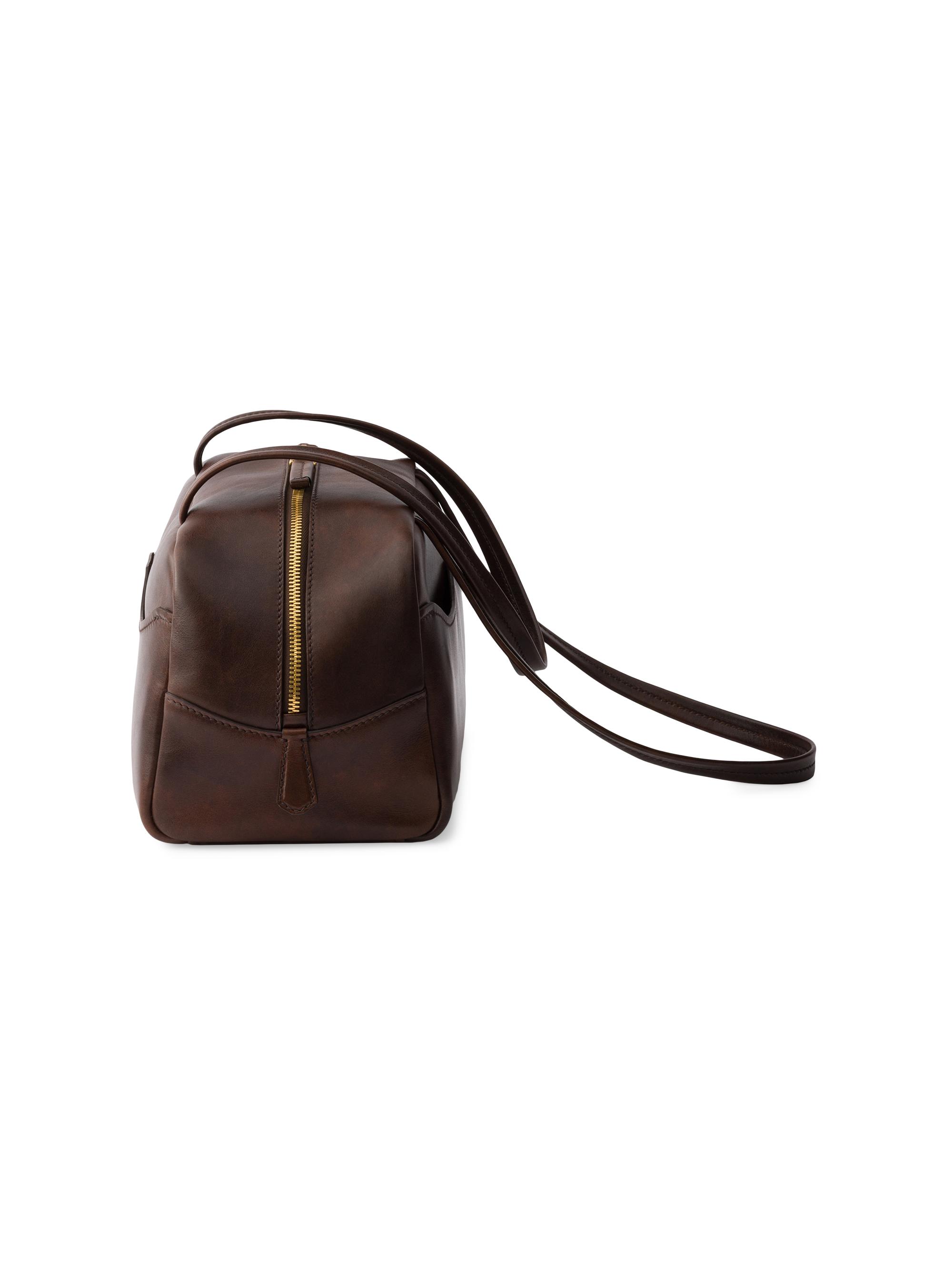PRADA HANDOBAG 三角プレート レザー A4可ブラウン Prada Carry Large Antiqued Leather Top-Handle Bag | Saks Fifth Avenue