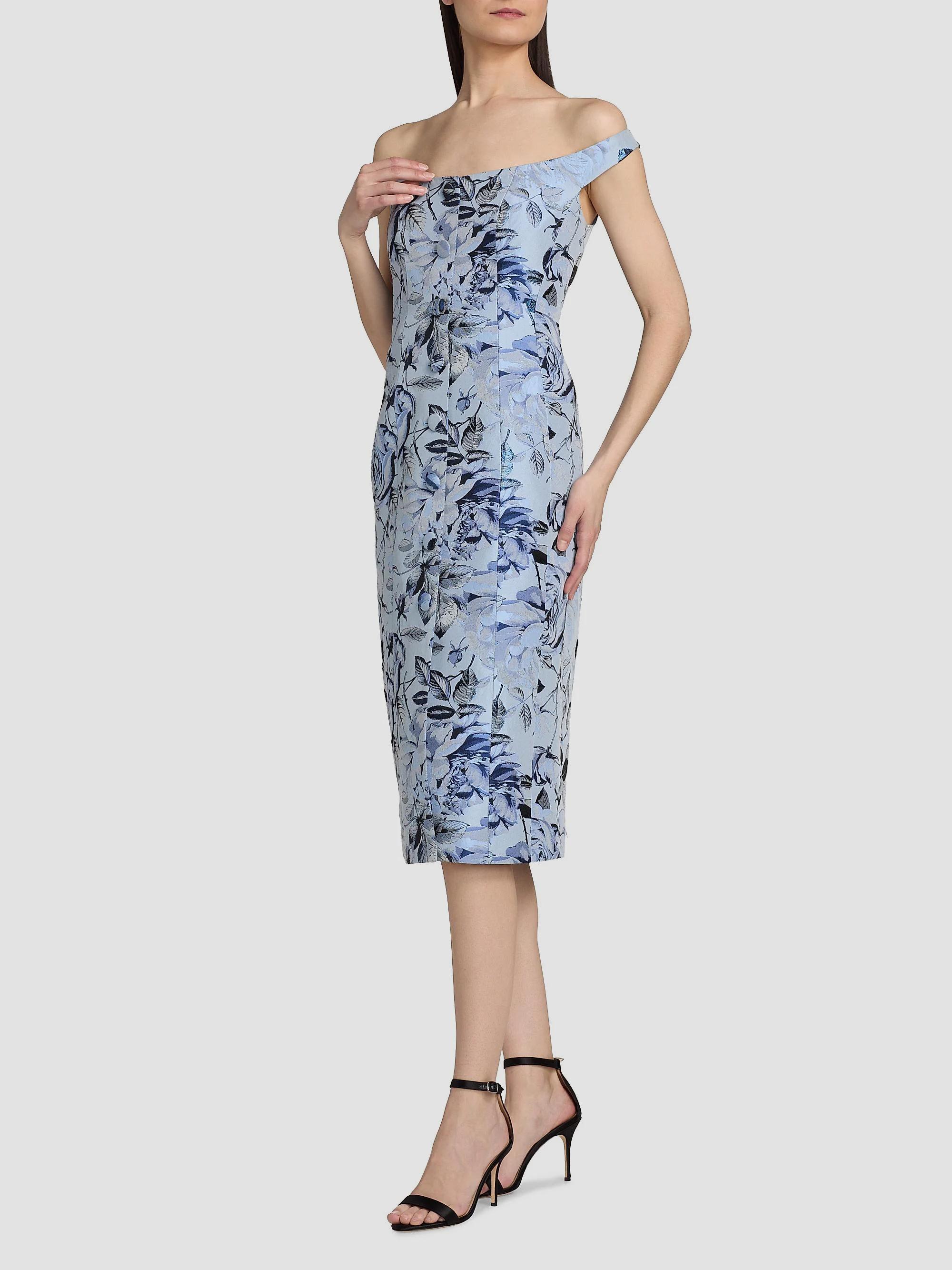 Milly Mel Floral Jacquard Off-The-Shoulder Midi-Dress | Saks Fifth