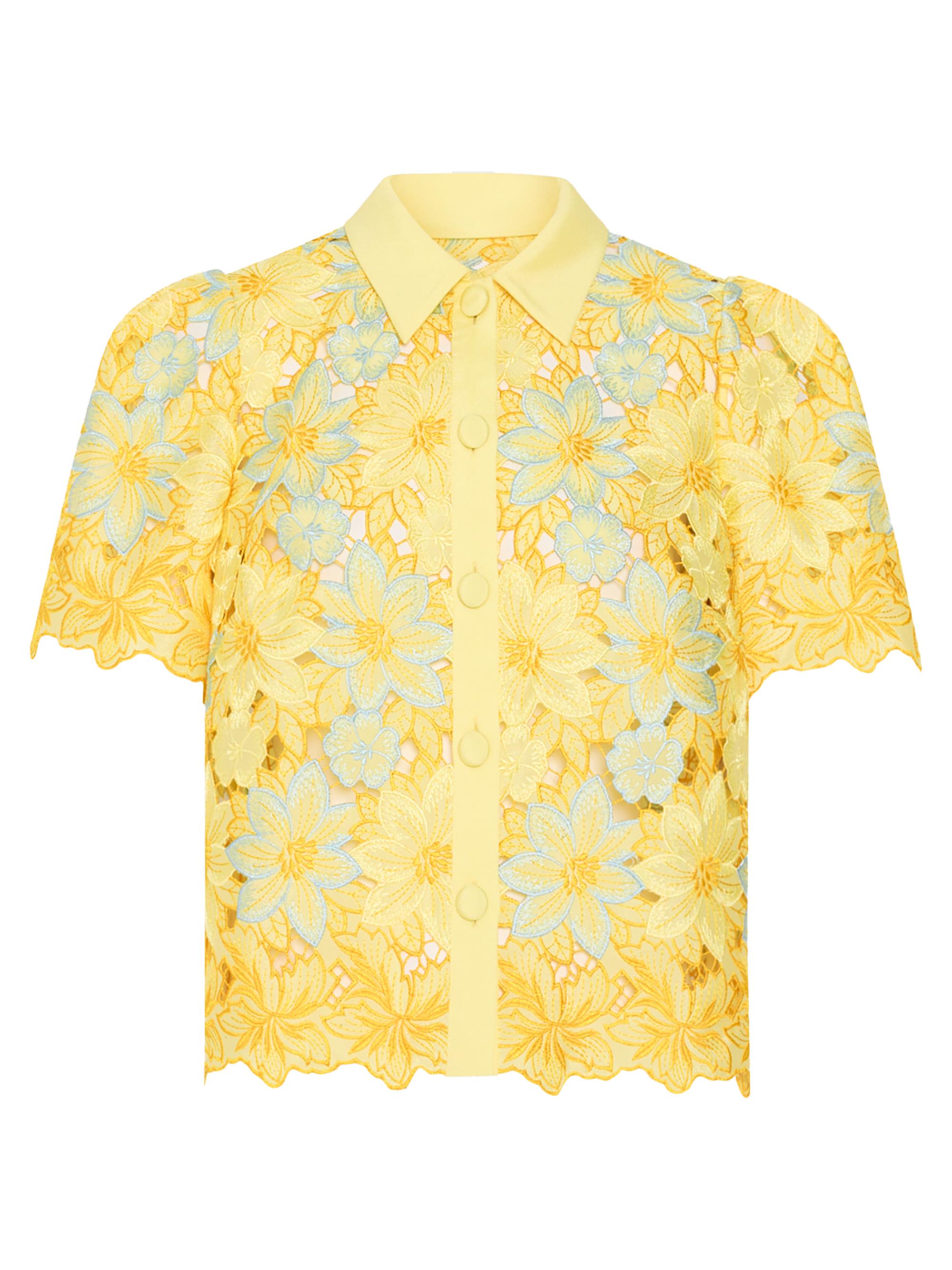 Milly Women's Addison Floral Lace Shirt - Yellow Multi