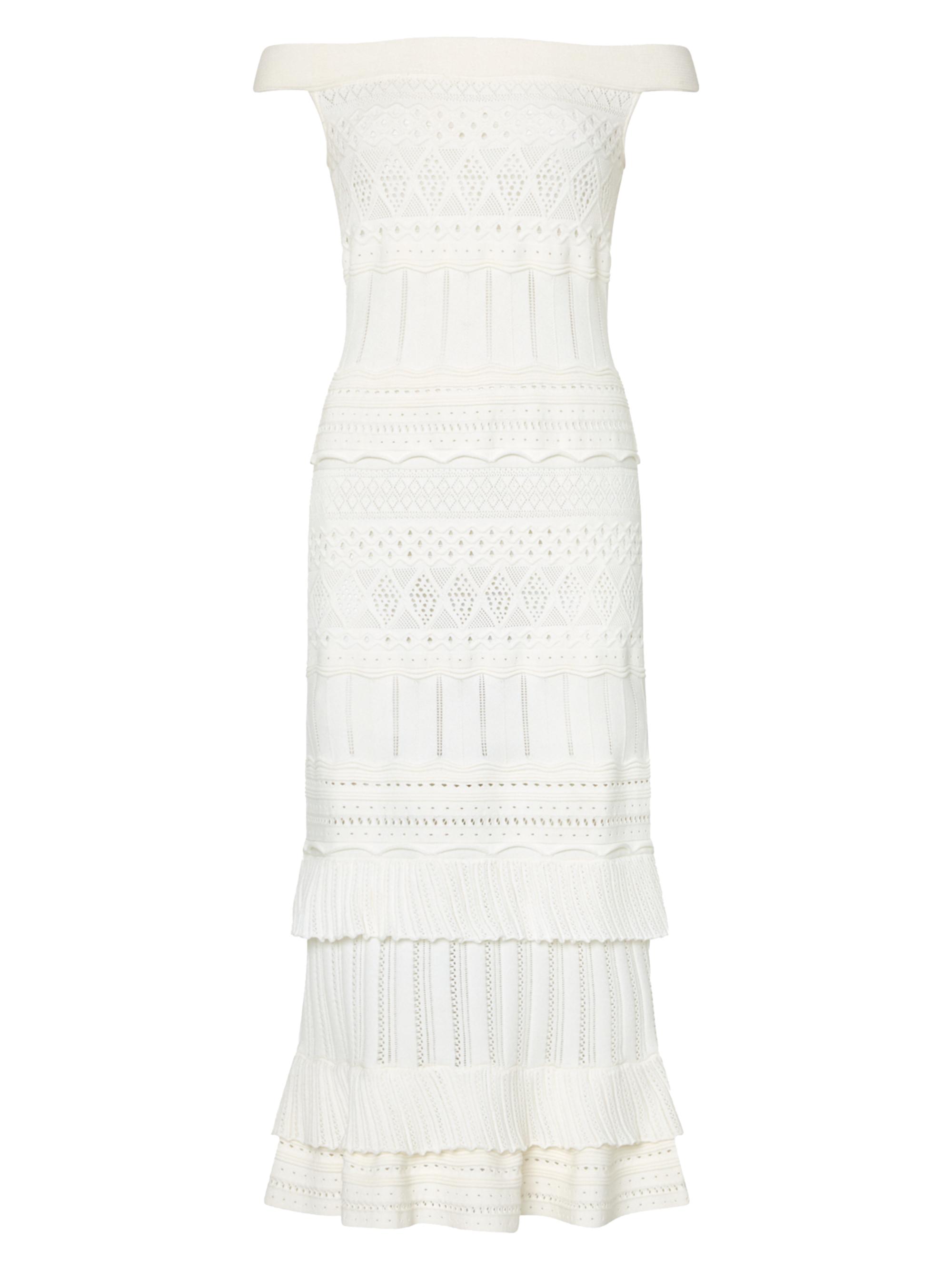 Milly Women's Maven Ruffle Eyelet Midi-Dress - Ecru