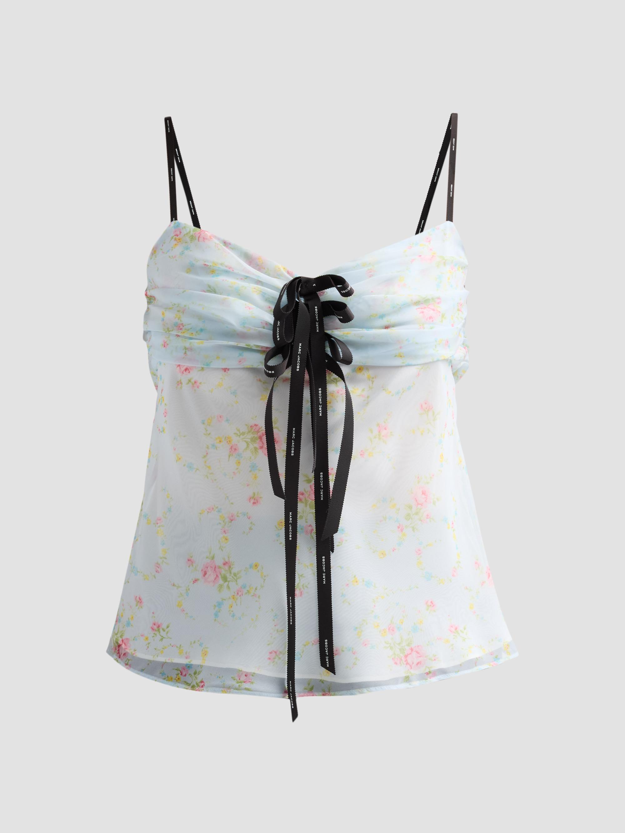 Marc Jacobs Women's Blurred Floral Bow Top - Mist Blue Multi | Thumbnail 6